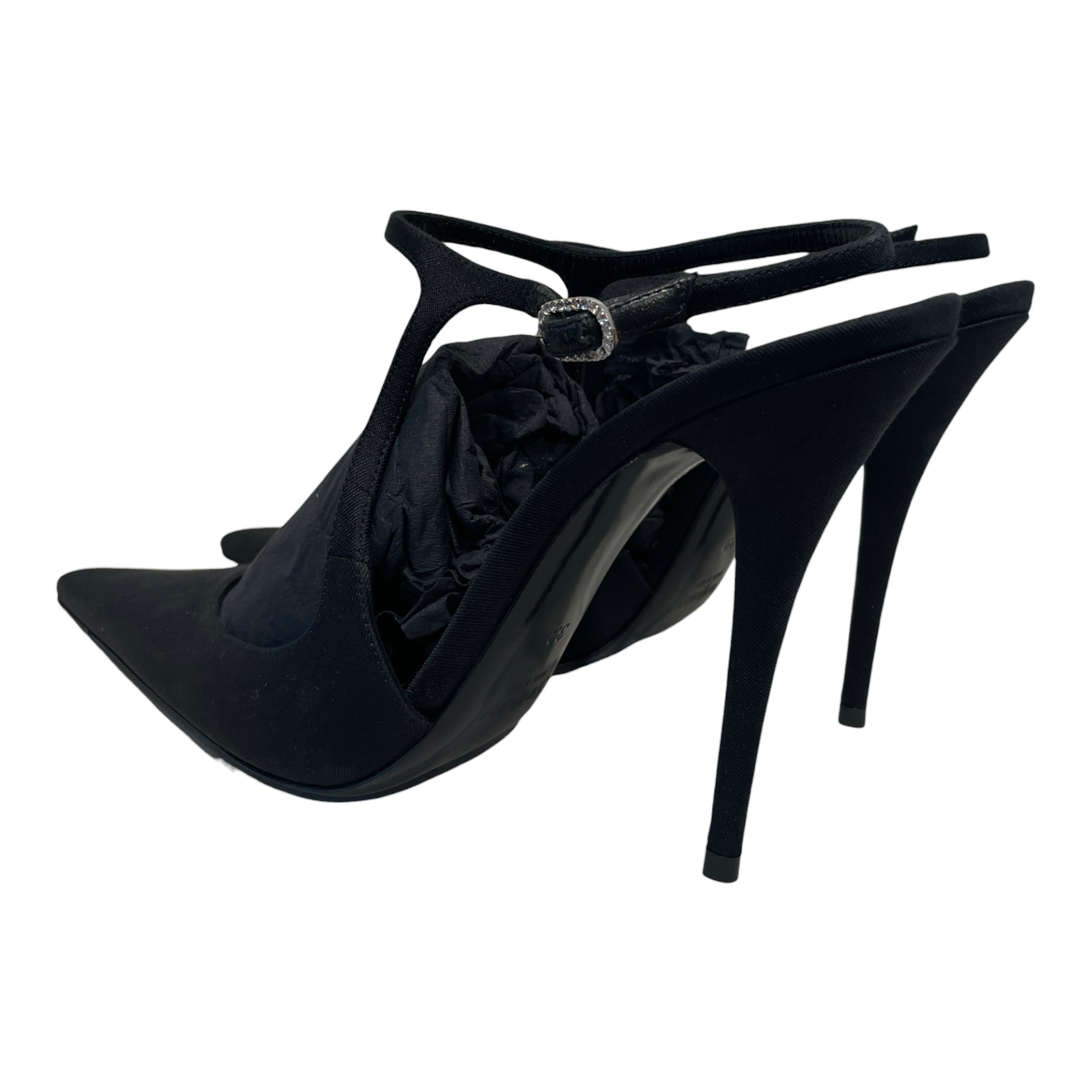 YVES SAINT LAURENT/Heels/EU 39/Cotton/BLK/Pointed Heel view 3
