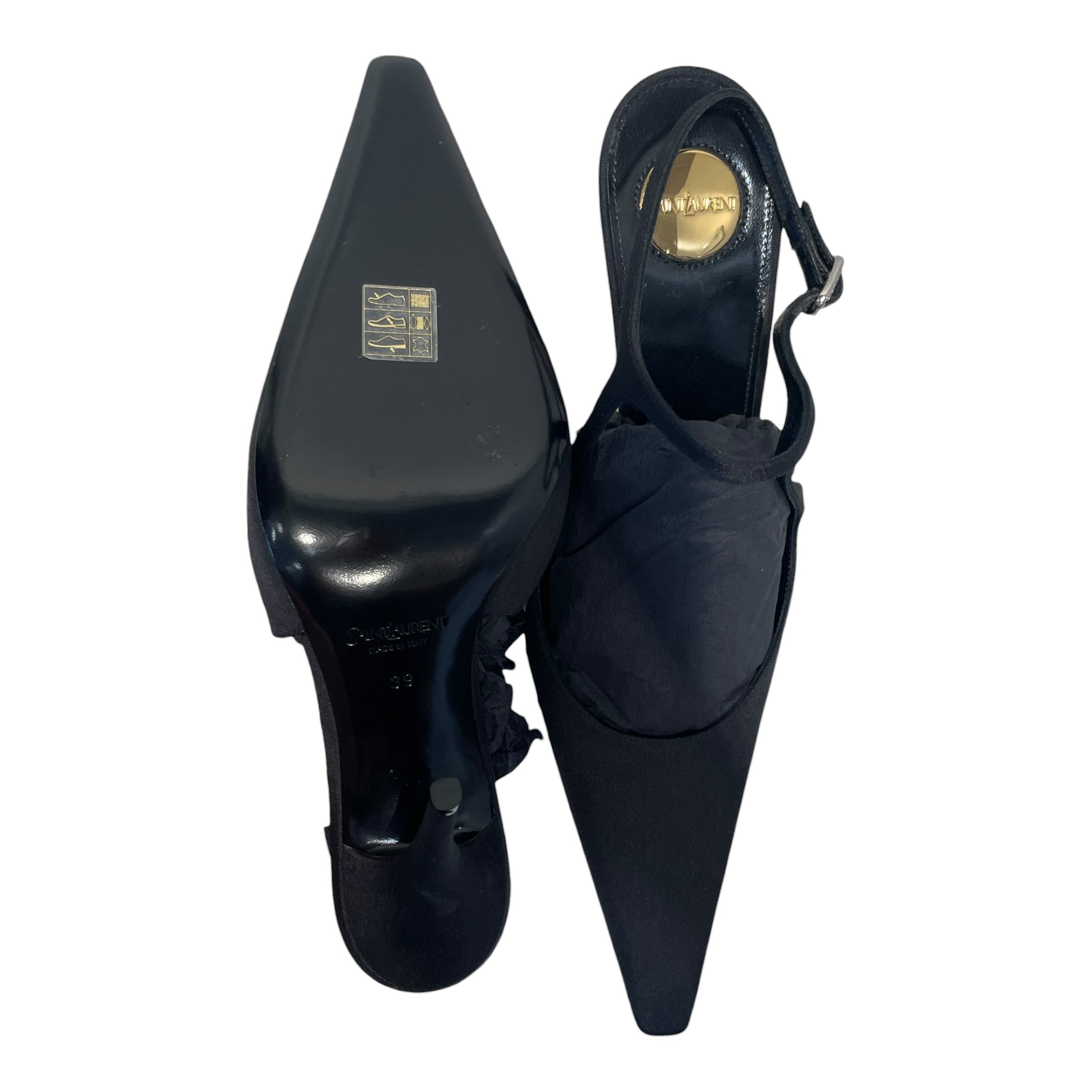 YVES SAINT LAURENT/Heels/EU 39/Cotton/BLK/Pointed Heel view 4