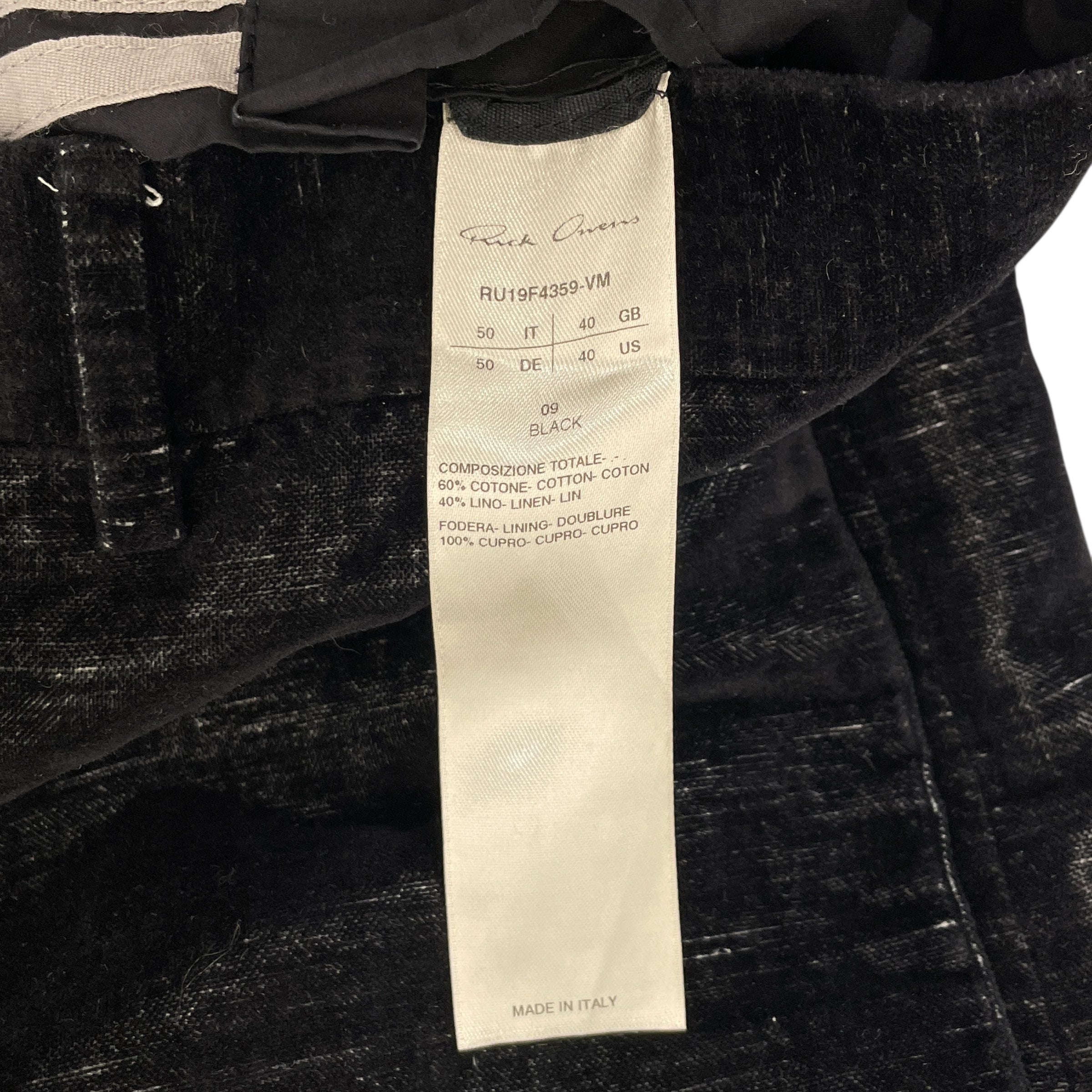 Rick Owens/Straight Pants/40/Cotton/BLK/LARRY F/W 19 view 4