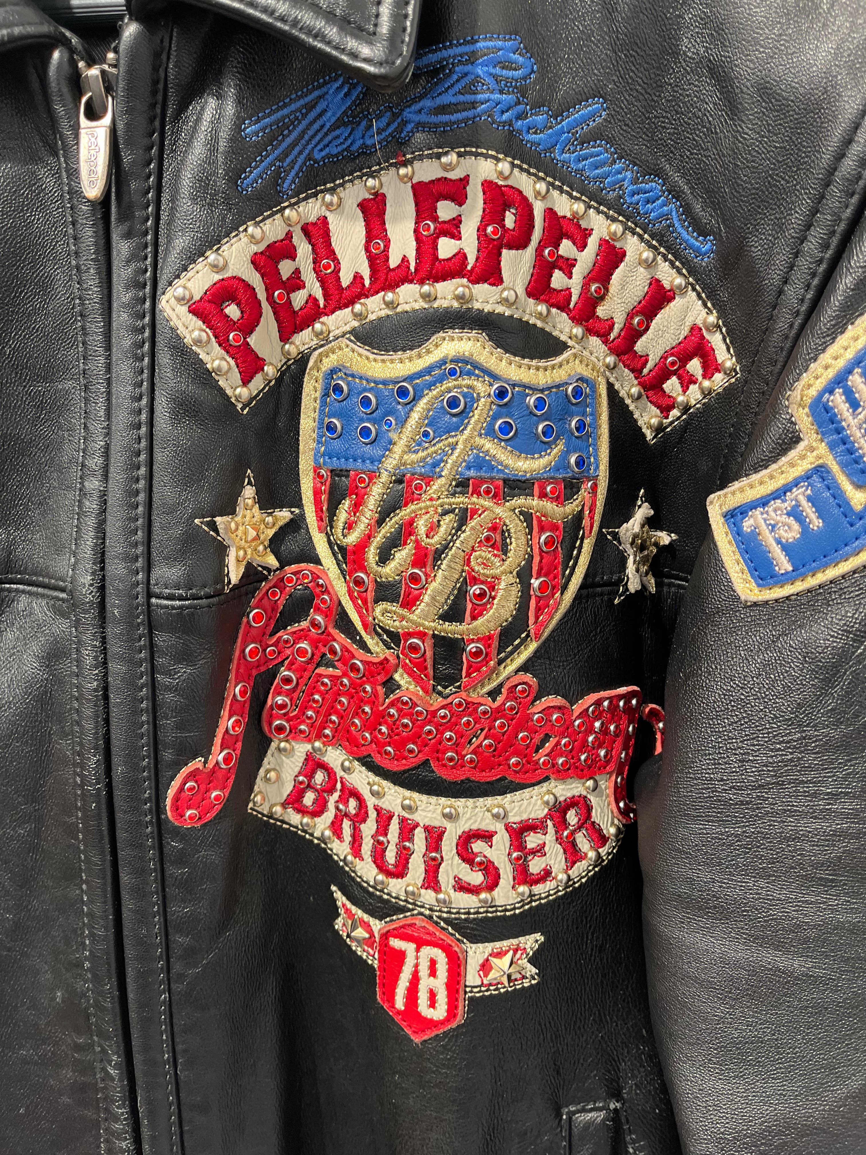 Pelle Pelle/Leather Jkt/S/Leather/BLK/All Over Print/bruiser 78 gold eagle view 5