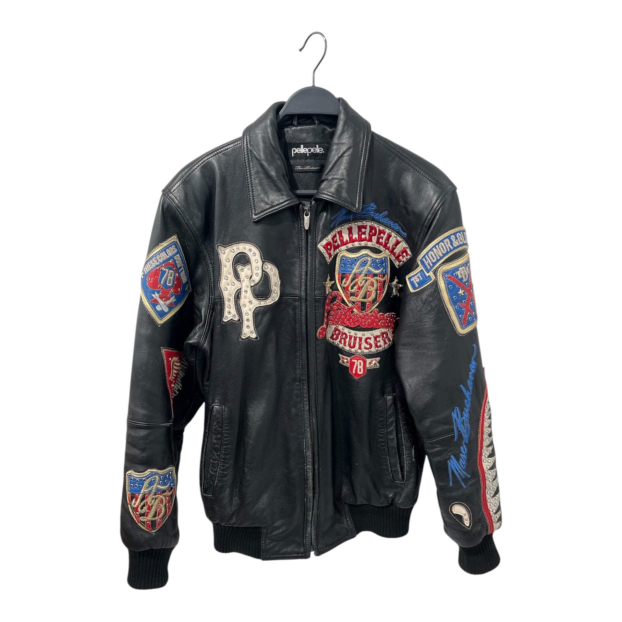 Pelle Pelle/Leather Jkt/S/Leather/BLK/All Over Print/bruiser 78 gold eagle view 1