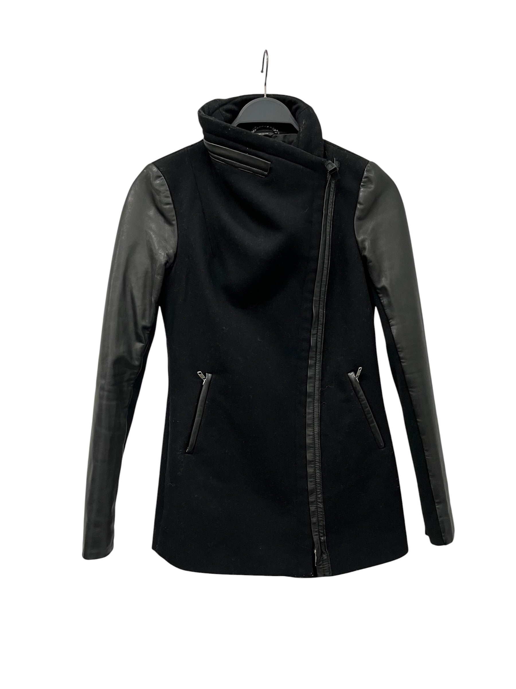 MACKAGE/Jacket/XXS/Wool/BLK/ASYMMETRICAL/LEATHER TRIM view 2