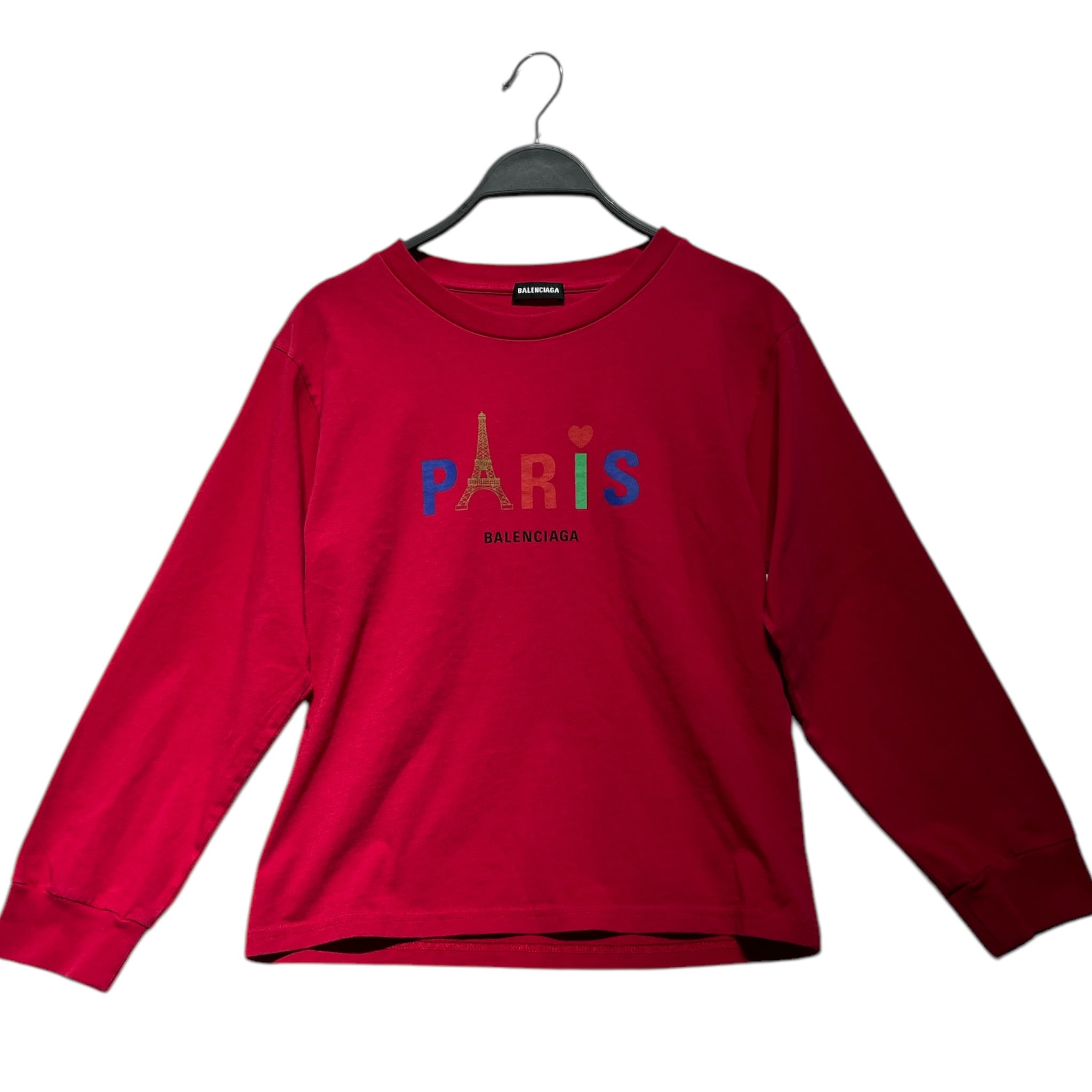 BALENCIAGA/LS T-Shirt/10/Cotton/RED/Balenciaga Paris Spell Out LS view 1