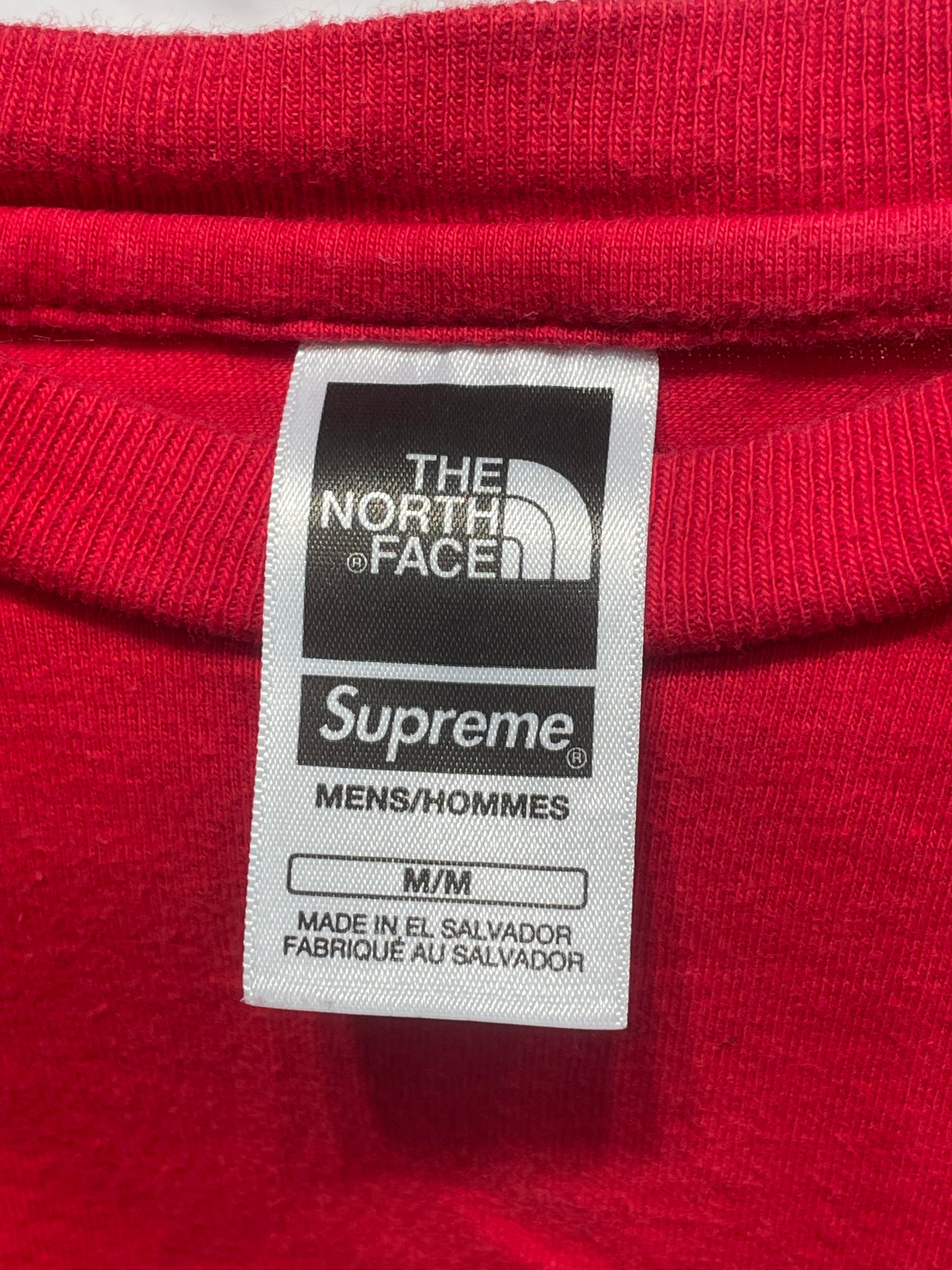 Supreme/THE NORTH FACE/T-Shirt/M/Cotton/RED/breast pocket view 3