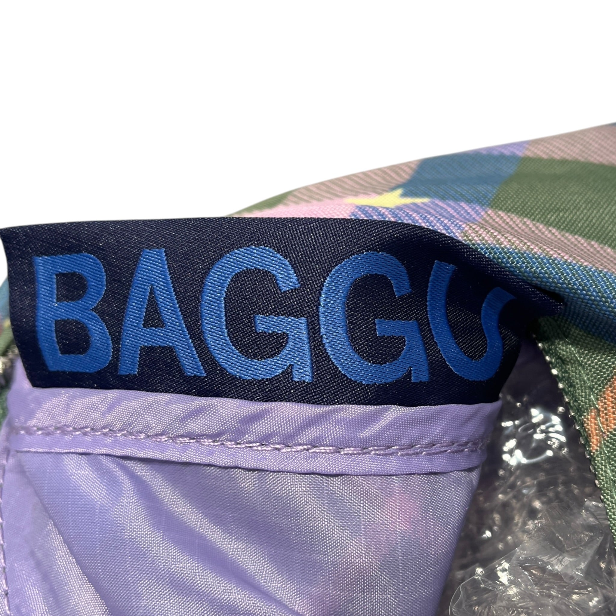 BAGGU/Bag/Graphic/Nylon/GRN/green star plaid crescent view 3