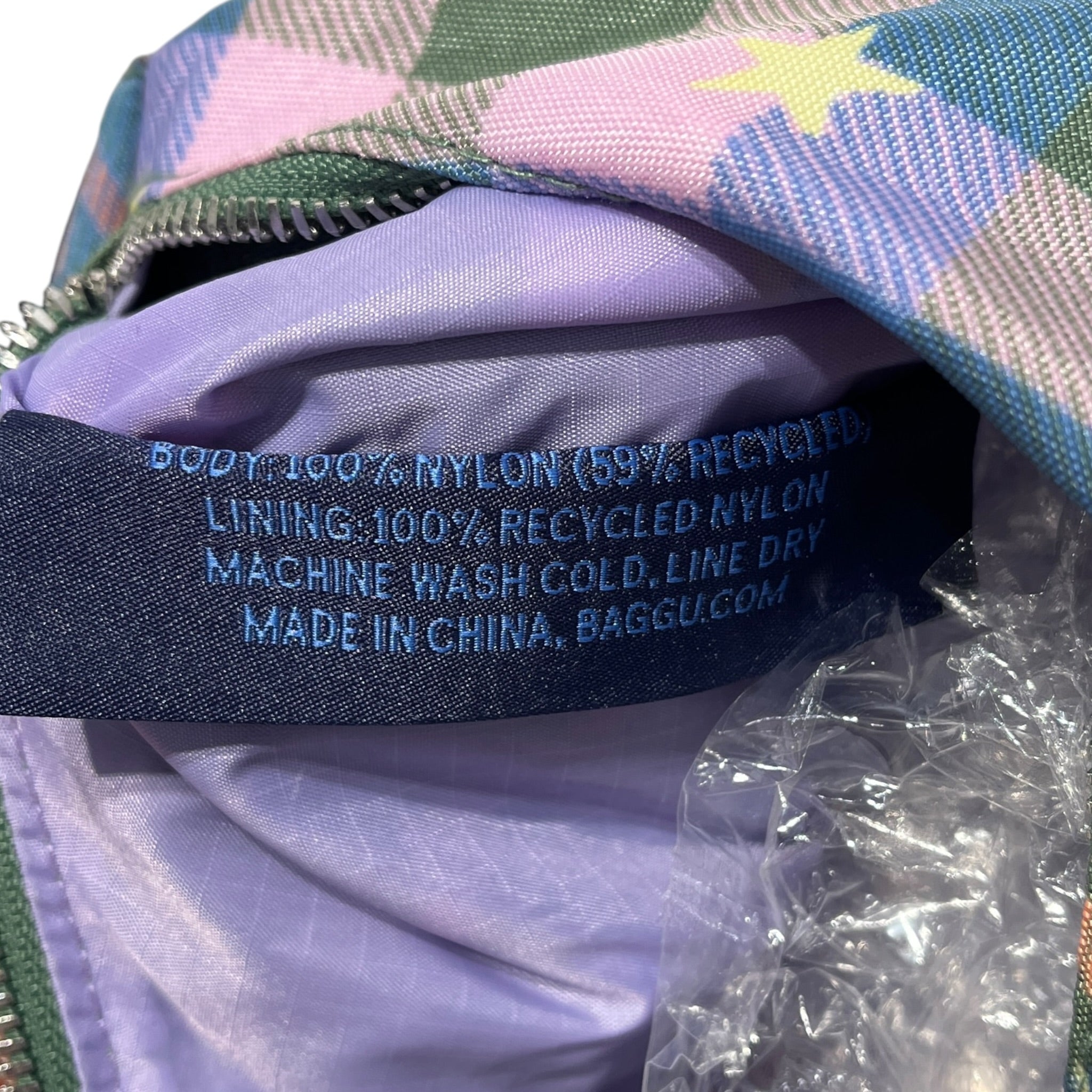 BAGGU/Bag/Graphic/Nylon/GRN/green star plaid crescent view 4