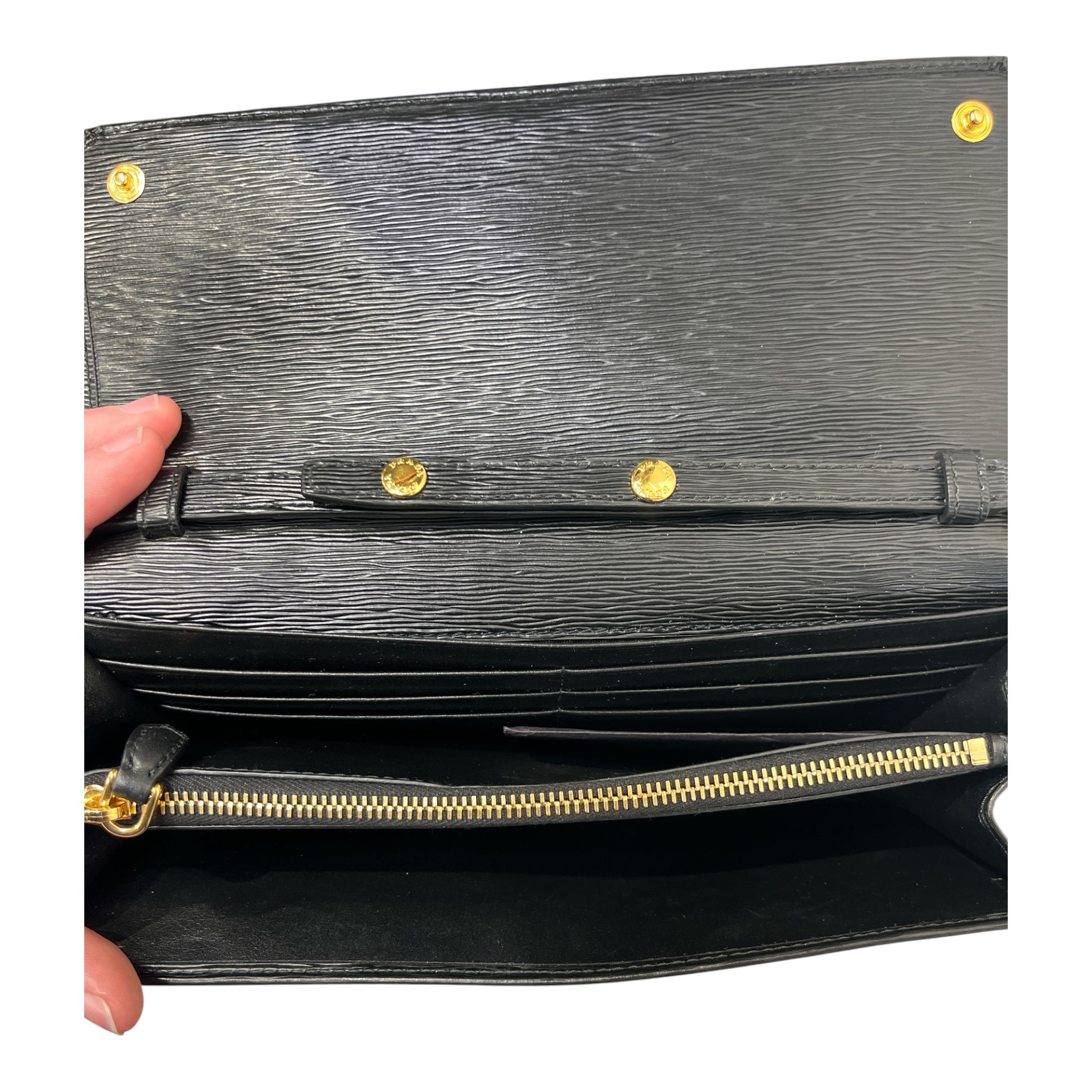 PRADA/Cross Body Bag/Leather/BLK/GOLD CHAIN STRAP view 3