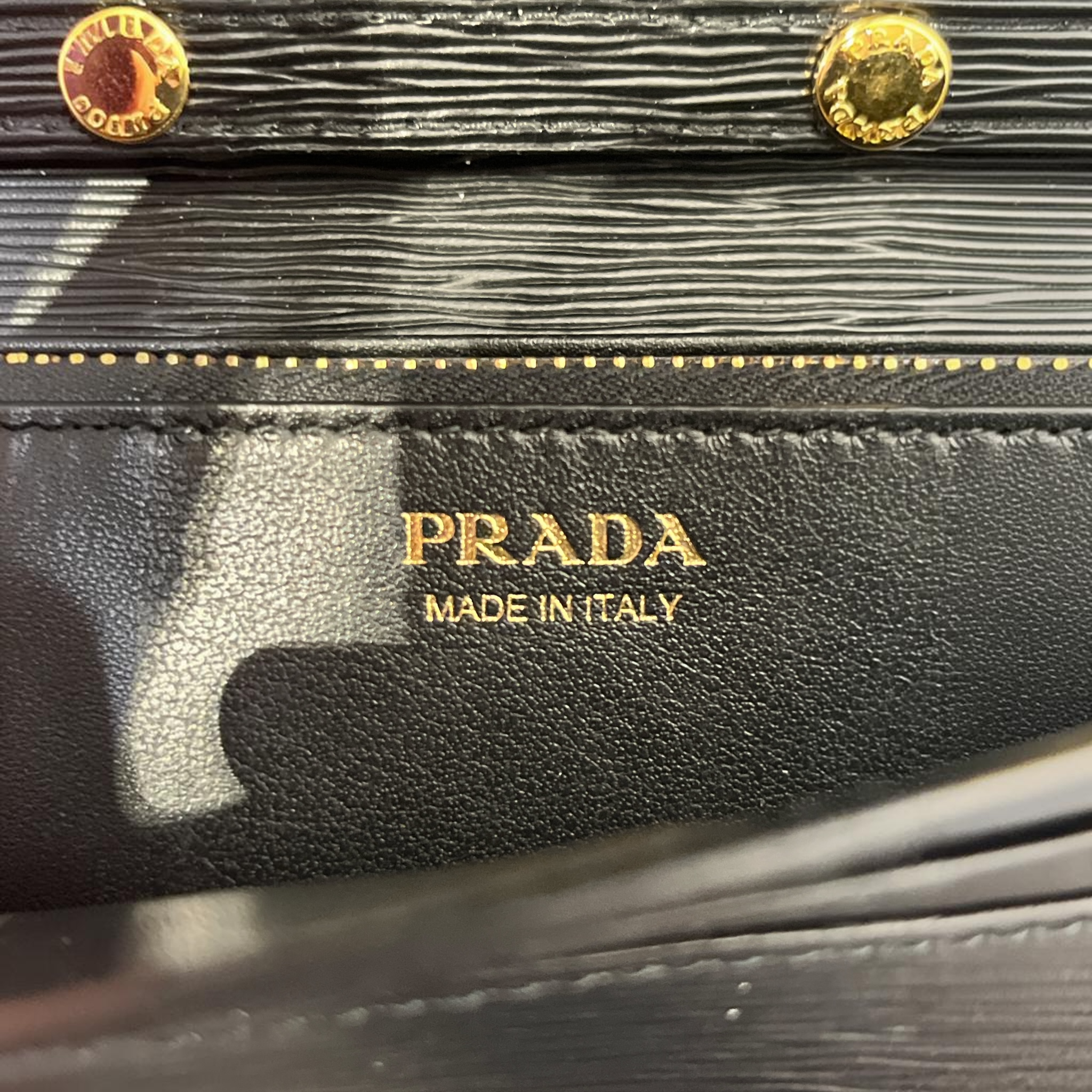 PRADA/Cross Body Bag/Leather/BLK/GOLD CHAIN STRAP view 4
