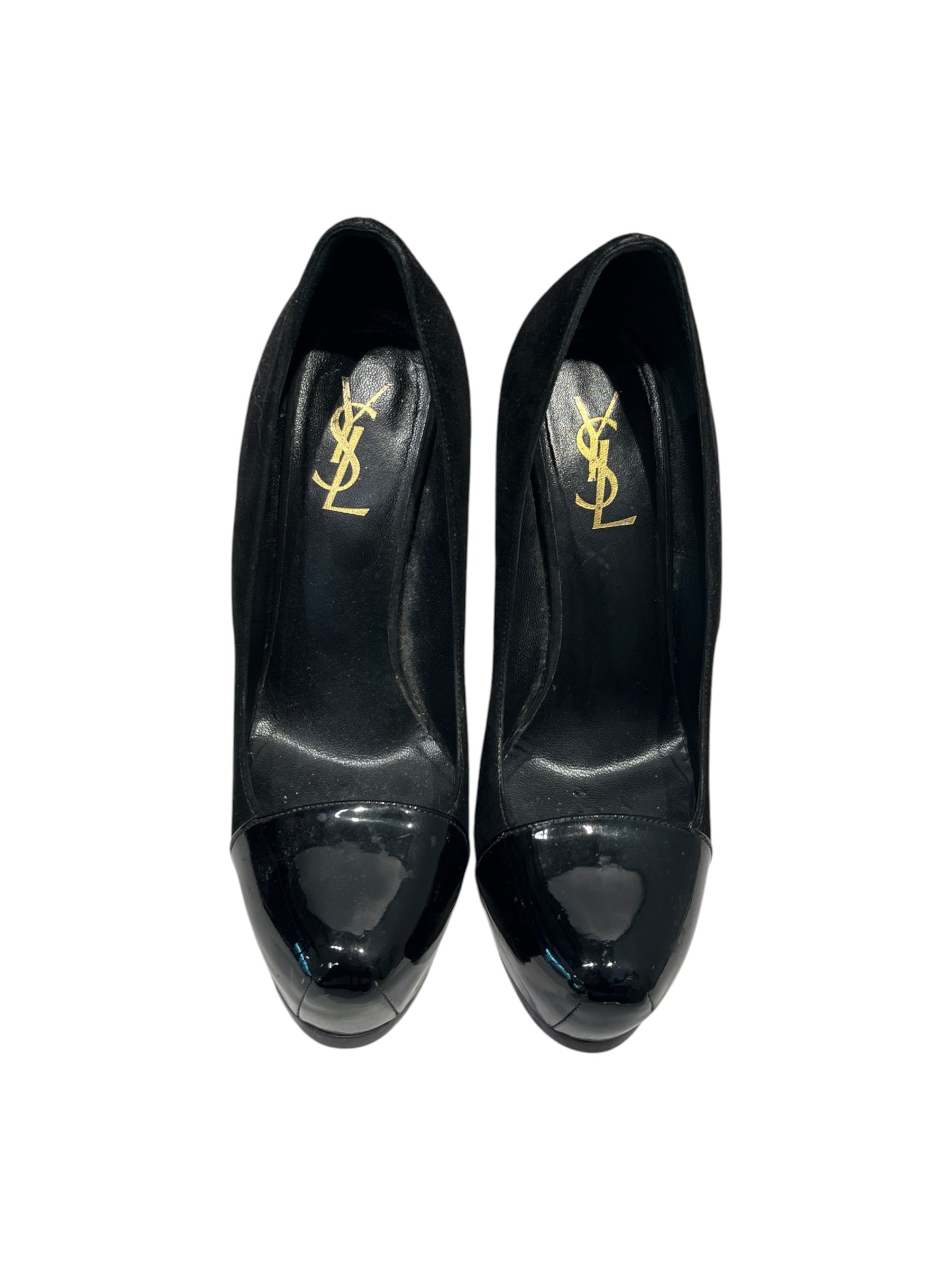 YVES SAINT LAURENT/Heels/US 7.5/Leather/BLK/ view 2