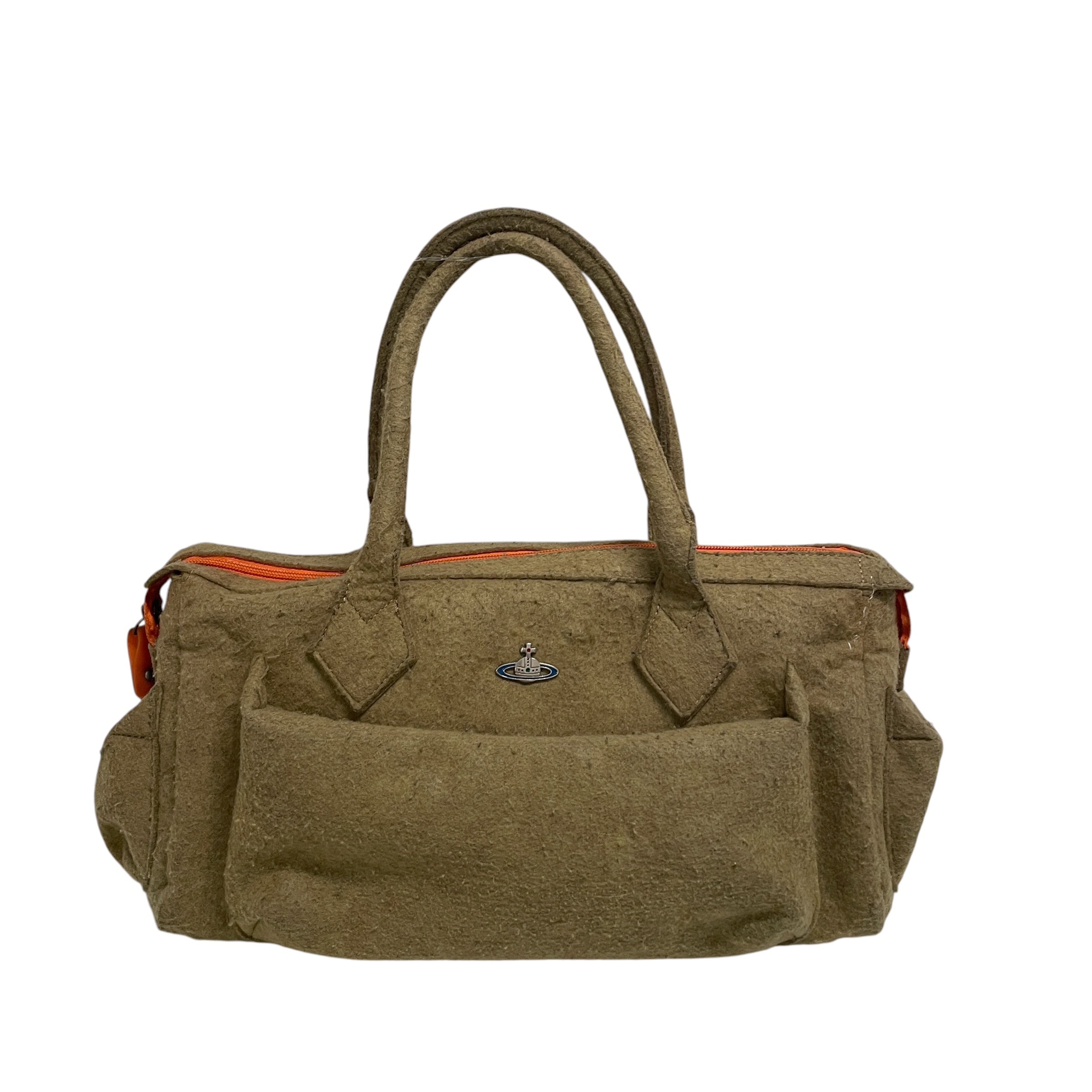 Vivienne Westwood/Bag/Wool/KHK/orange lining view 1