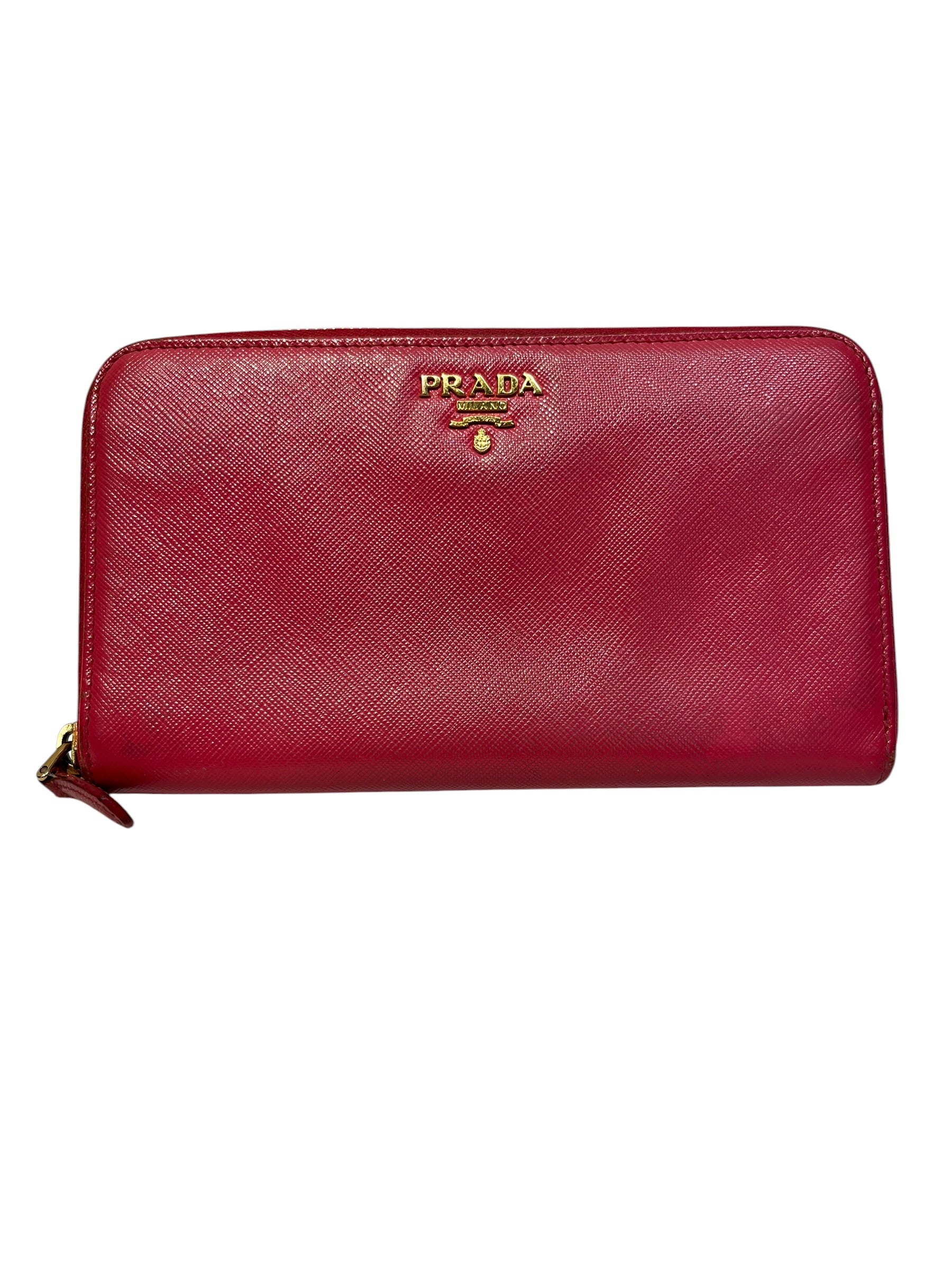 PRADA/Long Wallet/Pink/Leather/ view 1