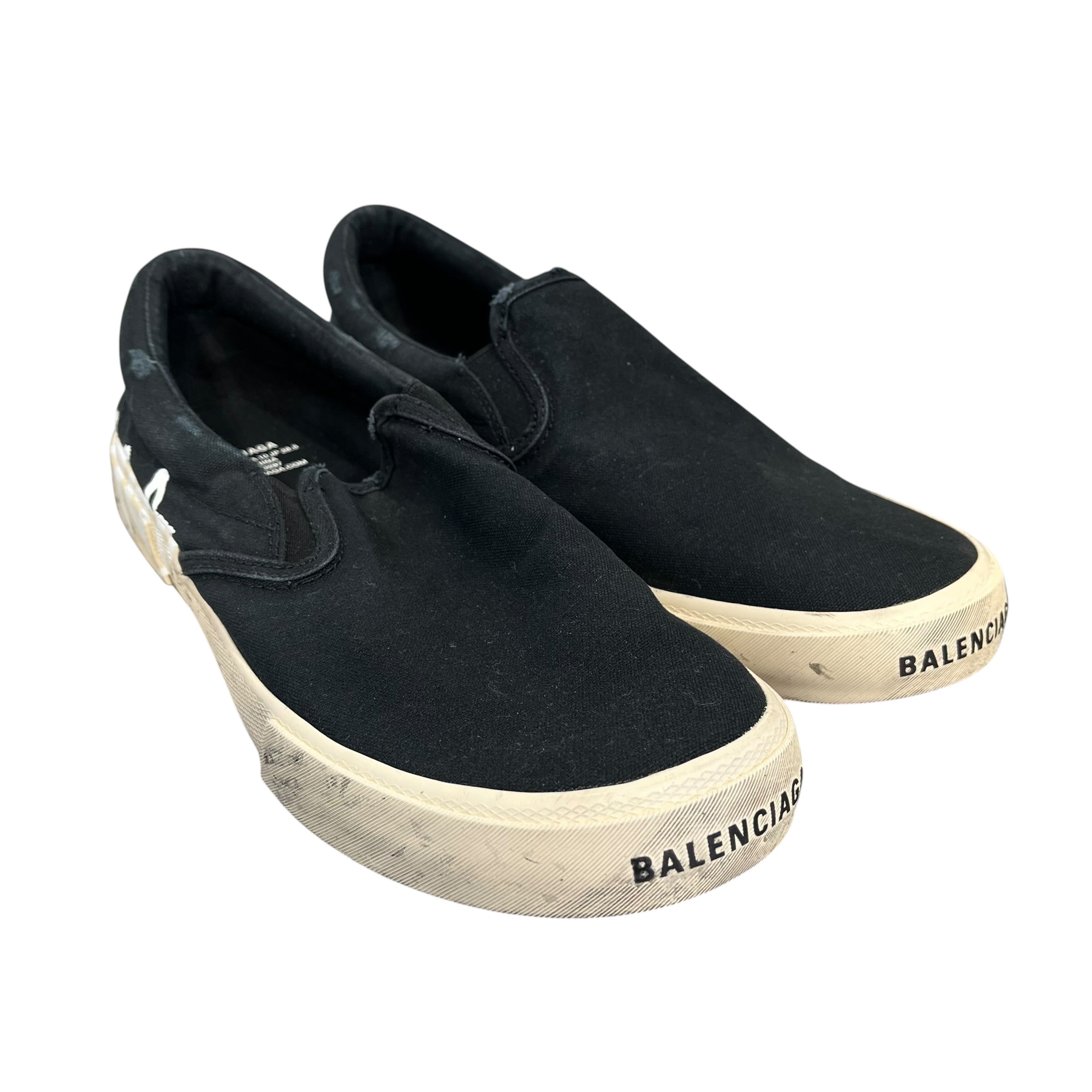 BALENCIAGA/Low-Sneakers/US 10/BLK/distressed slip on view 1