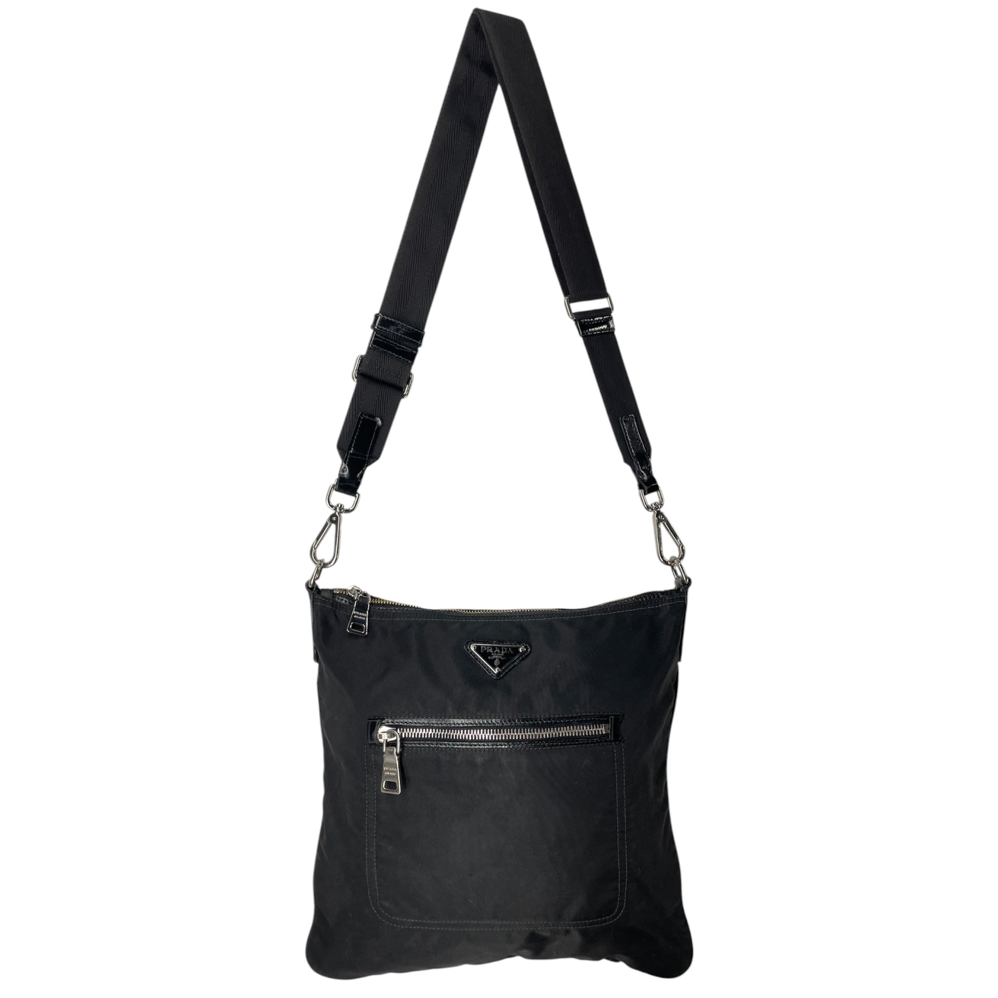 PRADA/Cross Body Bag/Nylon/BLK/PRADA POUCH W FRONT ZIPPER view 1