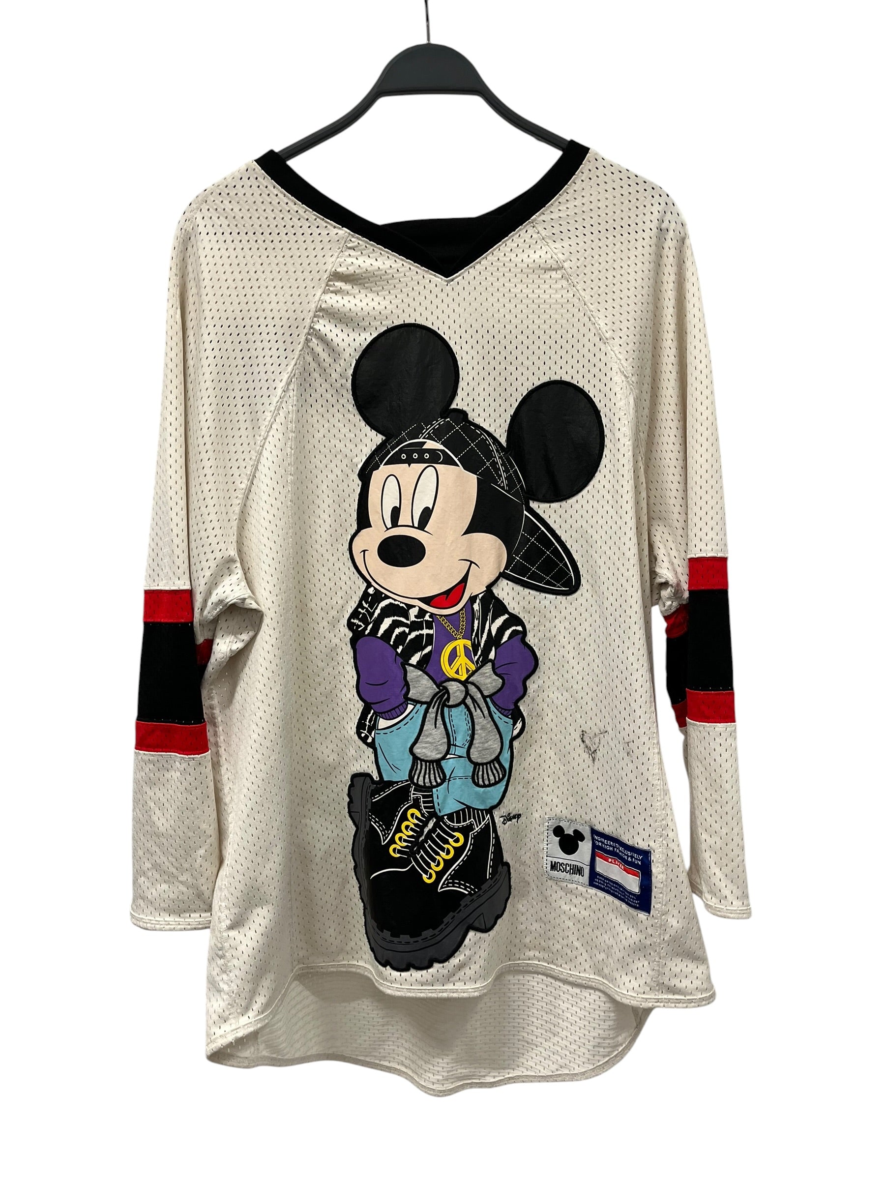 MOSCHINO/H&M/LS T-Shirt/M/Polyester/WHT/MICKEY HOCKEY COLLAB JERSEY view 1