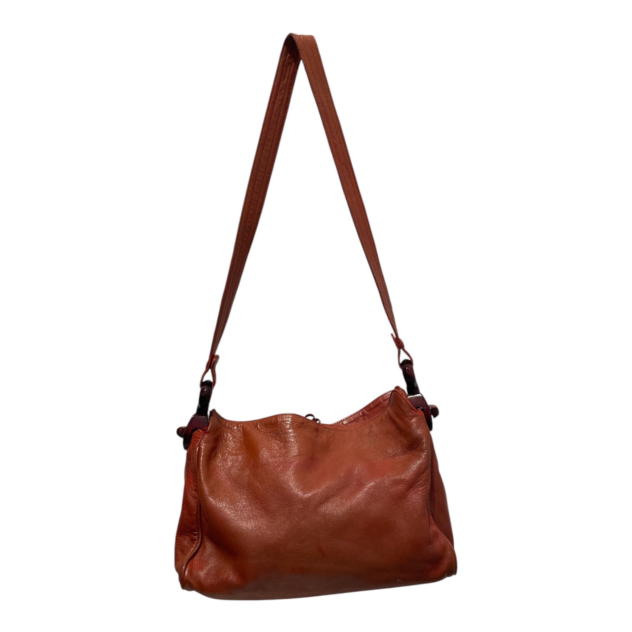 BOTTEGA VENETA/Hand Bag/Leather/ORN/WOODEN STRAP HOLDERS view 2