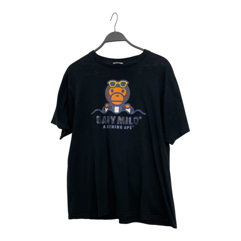 A BATHING APE/T-Shirt/L/Cotton/BLK/Graphic/BABY MILO BLUE CAMO