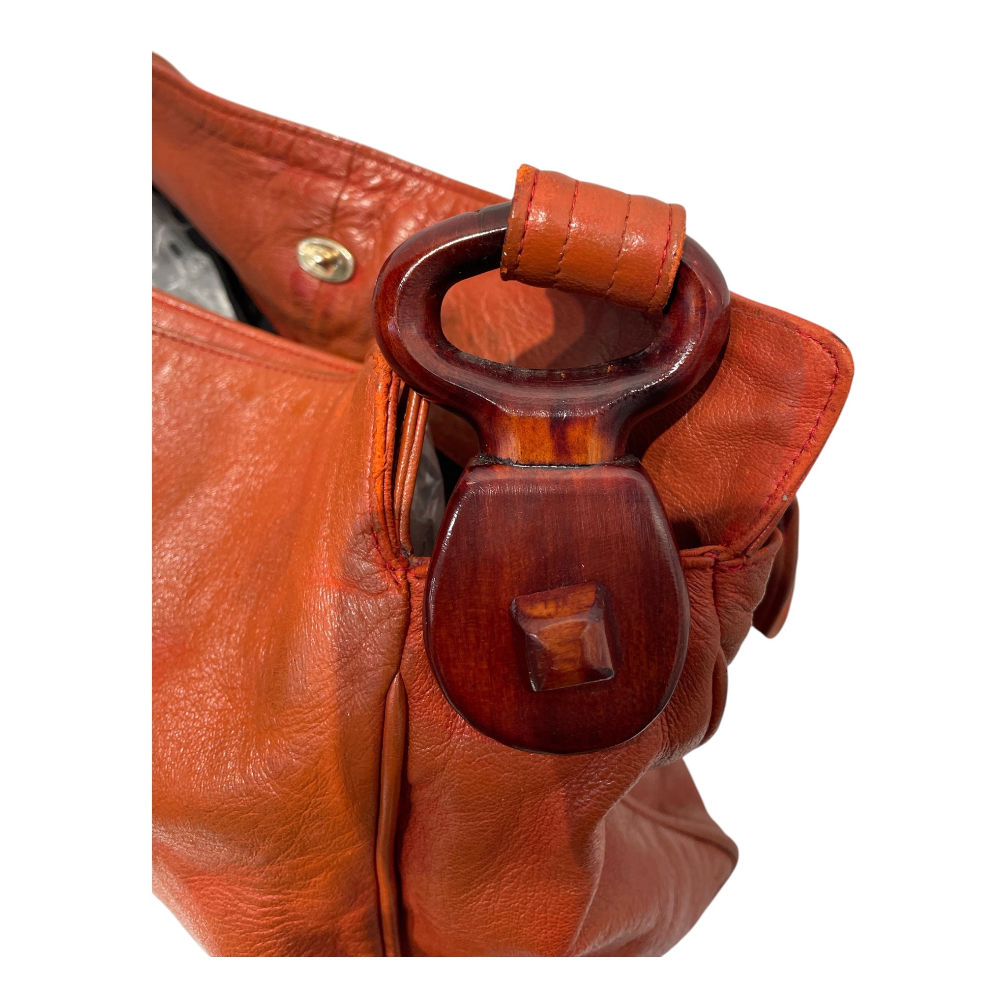BOTTEGA VENETA/Hand Bag/Leather/ORN/WOODEN STRAP HOLDERS view 7