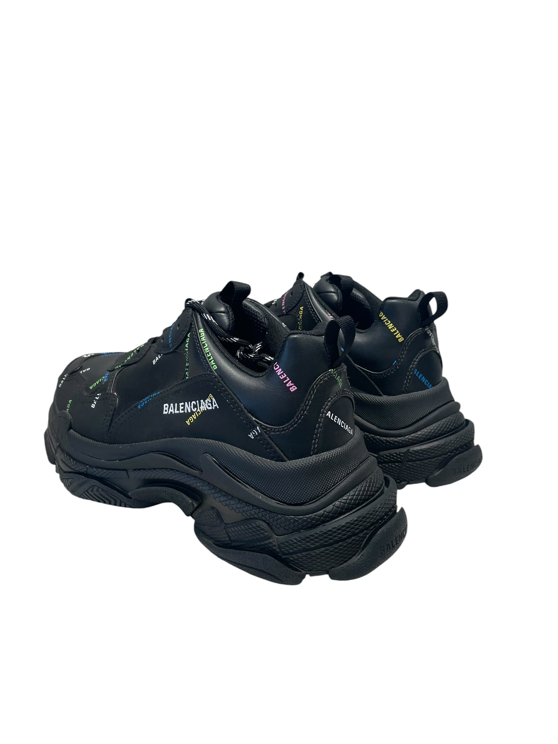 BALENCIAGA/Hi-Sneakers/EU 42/All Over Print/Leather/BLK/"Allover Logo" Triple S view 2