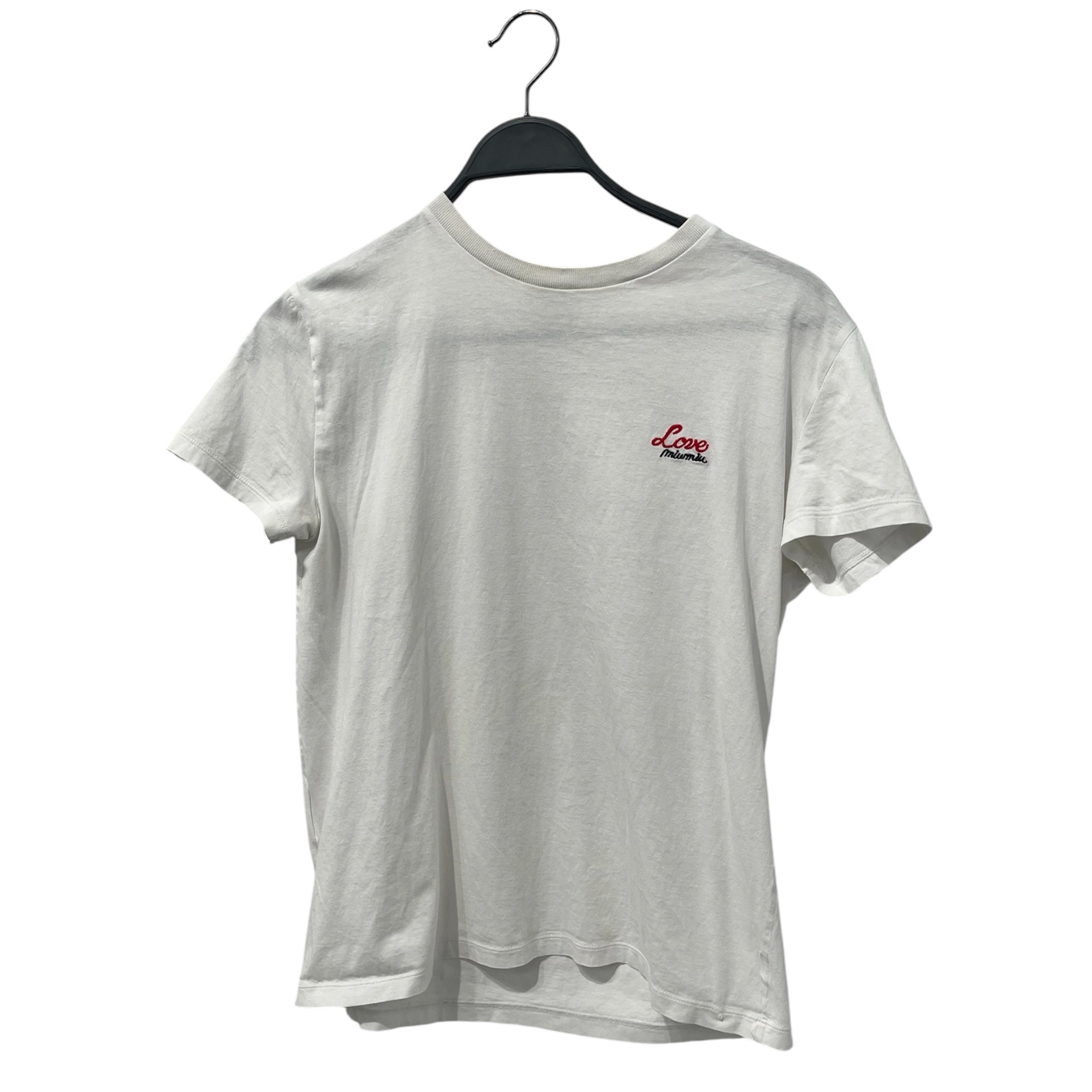 MIU MIU/T-Shirt/L/Cotton/WHT/LOVE MIU MIU EMBROIDERY view 1