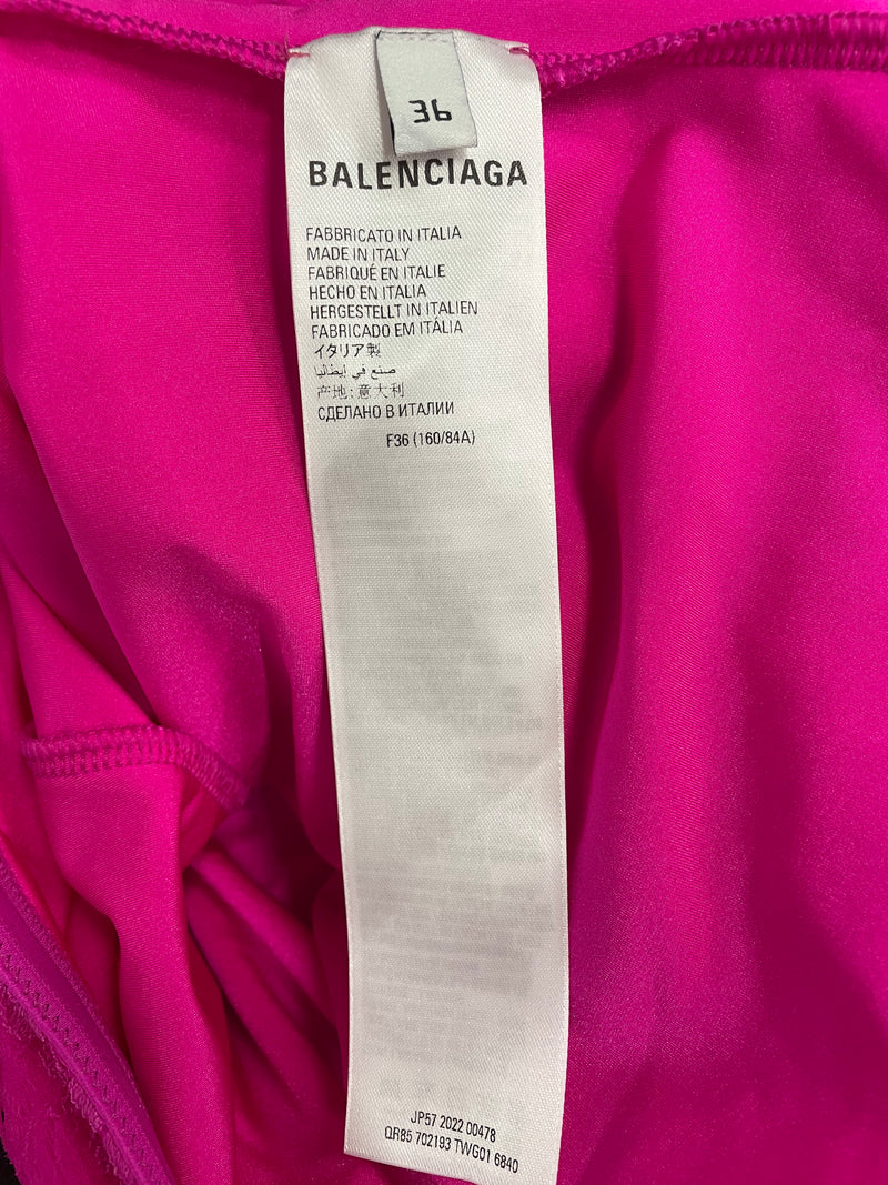 BALENCIAGA/LS Dress/36/Floral Pattern/Polyester/PNK/lace with gloves