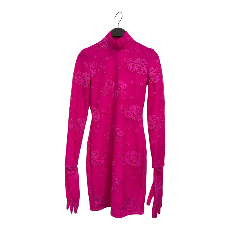 BALENCIAGA/LS Dress/36/Floral Pattern/Polyester/PNK/lace with gloves