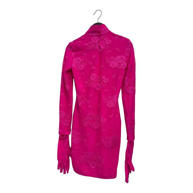 BALENCIAGA/LS Dress/36/Floral Pattern/Polyester/PNK/lace with gloves