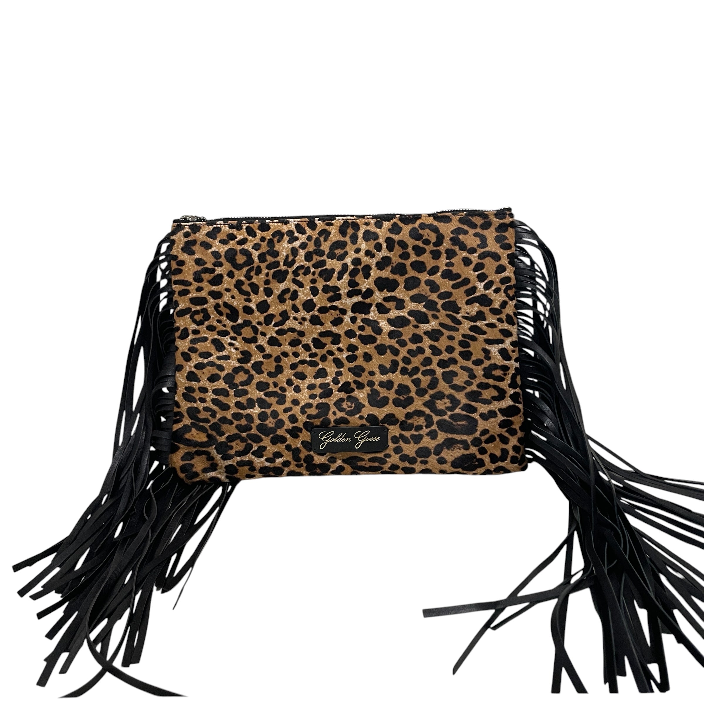 GOLDEN GOOSE/Clutch Bag/Leopard/Fur/BEG/LEOPARD/ BLK TASSELS view 1