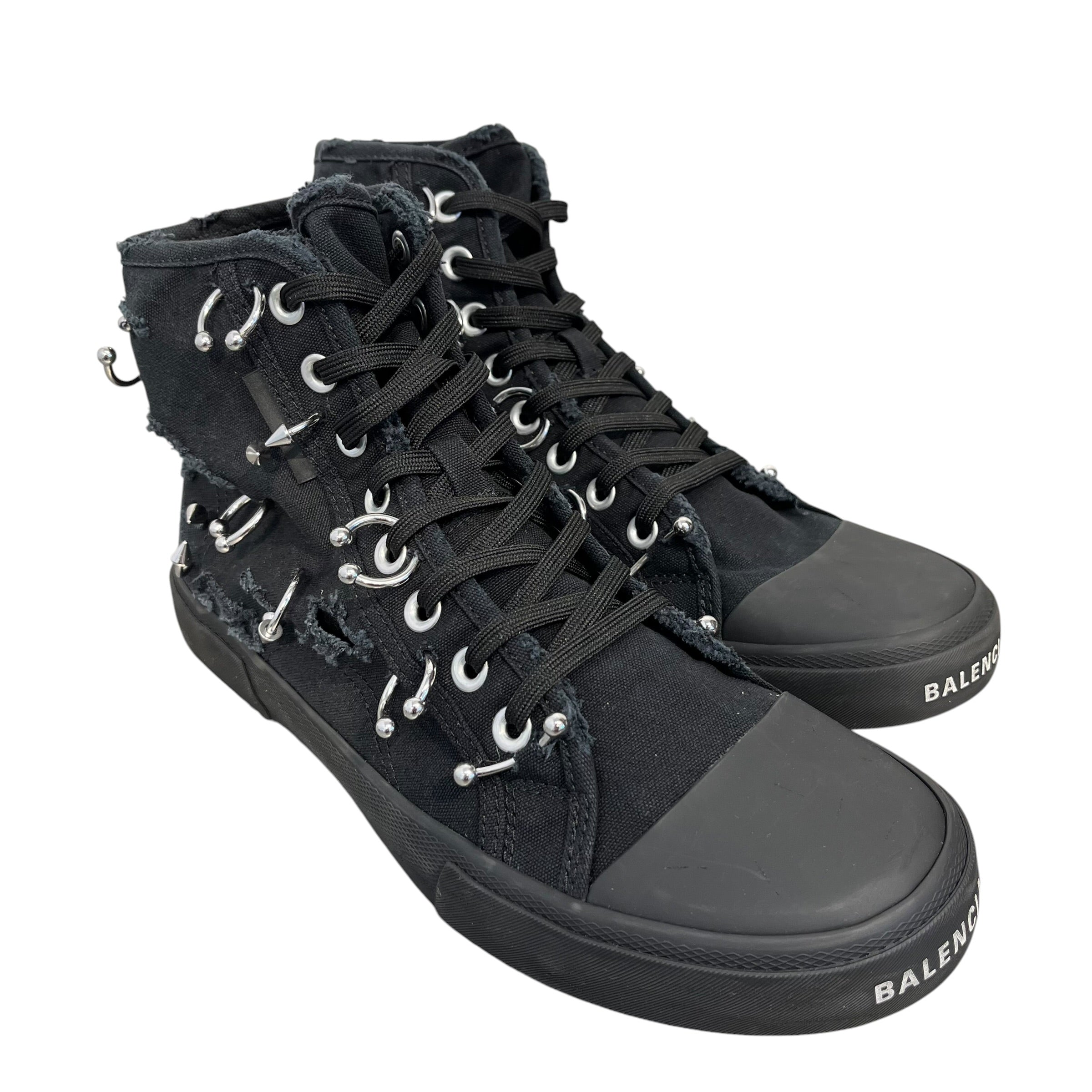 BALENCIAGA/Hi-Sneakers/EU 43/Cotton/BLK/pierced high top view 1