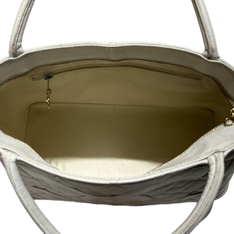 CHANEL/Hand Bag/Leather/WHT