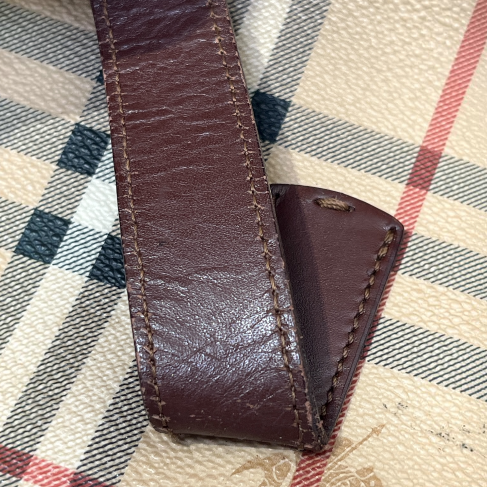 BURBERRY LONDON/Tote Bag/Plaid/Leather/BEG/STUD TRIM PLAID TOTE view 6