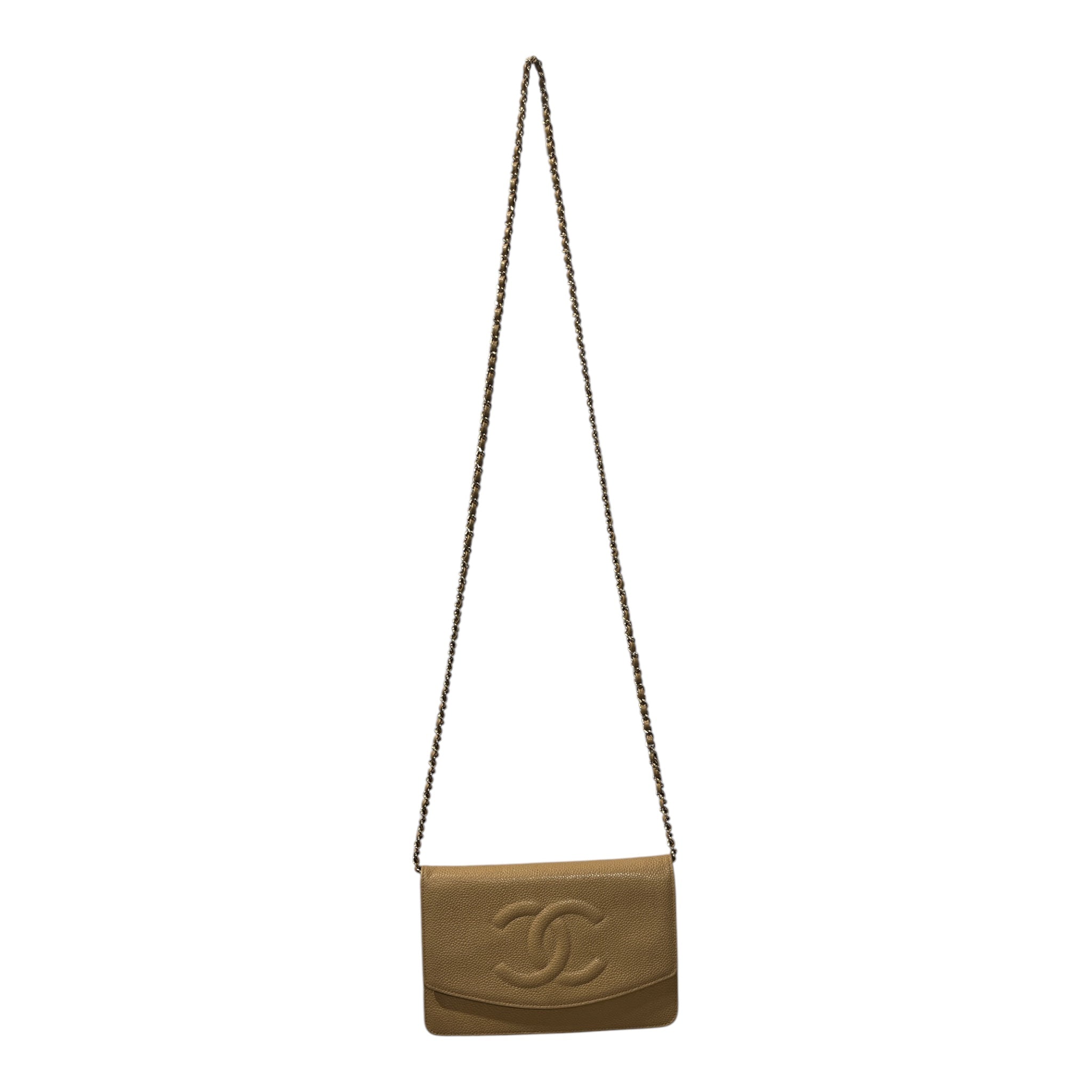 CHANEL/Cross Body Bag/Leather/BEG/CAVIAR TIMELESS WALLET ON CHAI view 1
