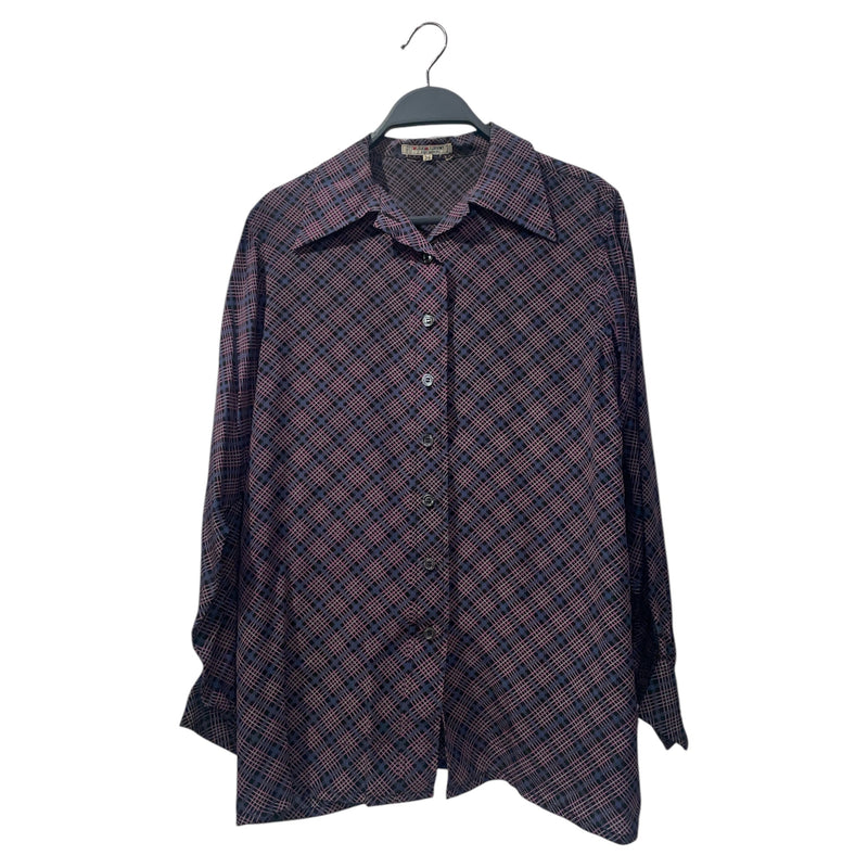 YVES SAINT LAURENT rive gauche/LS Blouse/36/Plaid/Silk/MLT/PLAID SCARF BUTTON UP