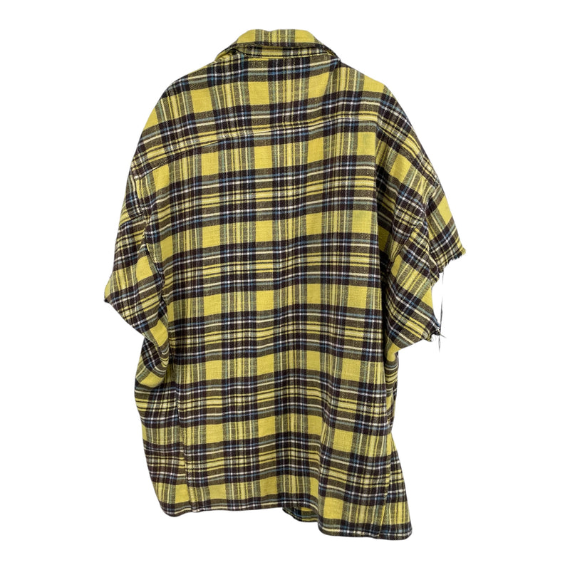 R13/Flannel Shirt/L/Cotton/YEL/Plaid/RIPPED SLEEVES