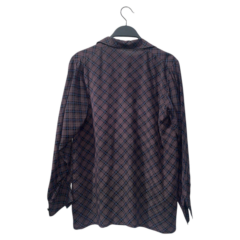 YVES SAINT LAURENT rive gauche/LS Blouse/36/Plaid/Silk/MLT/PLAID SCARF BUTTON UP