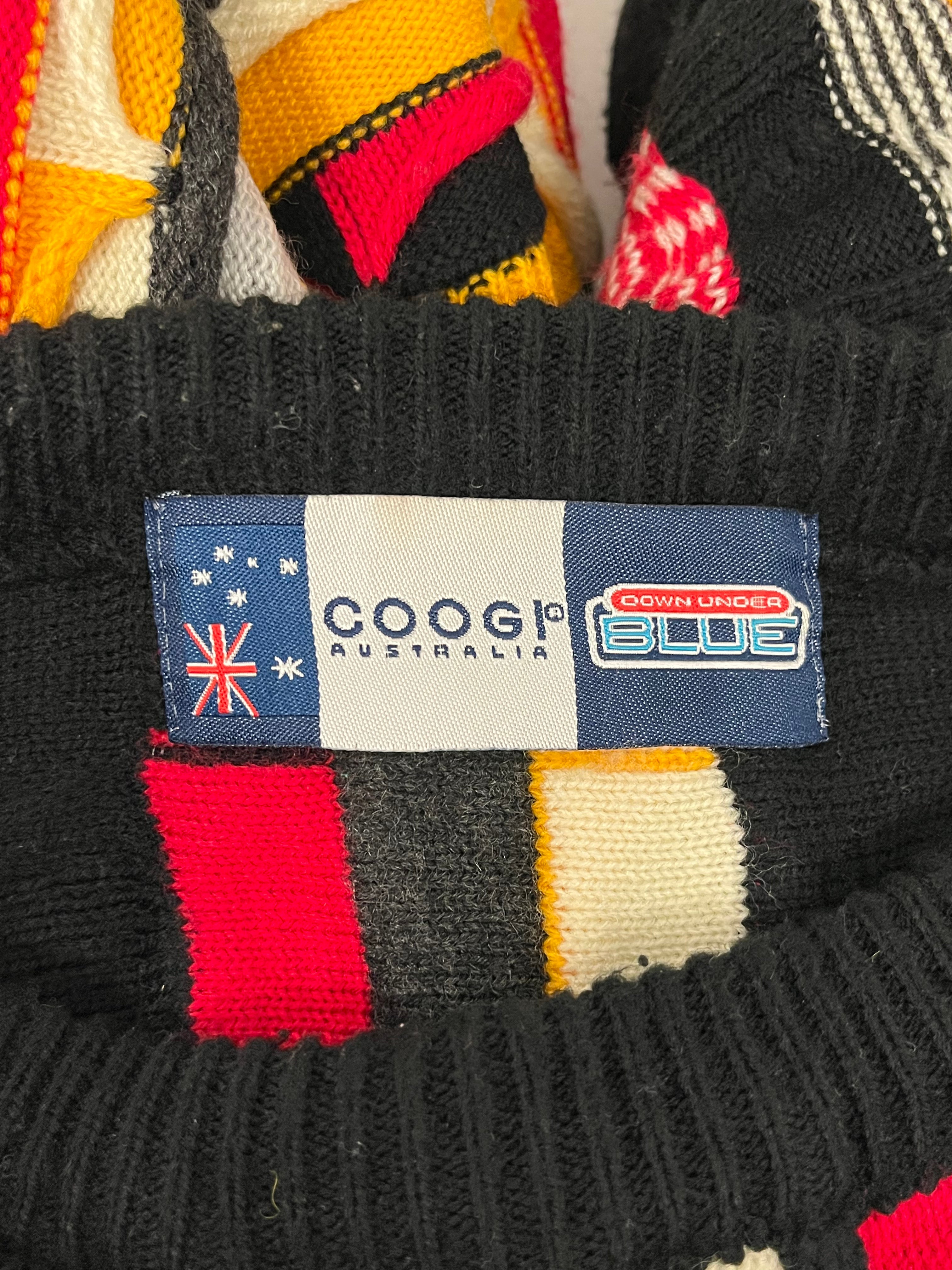 COOGI/Heavy Sweater/All Over Print/Polyester/BLK/Oversize/YELLOW RED  BLACK KNIT PATTERN view 3