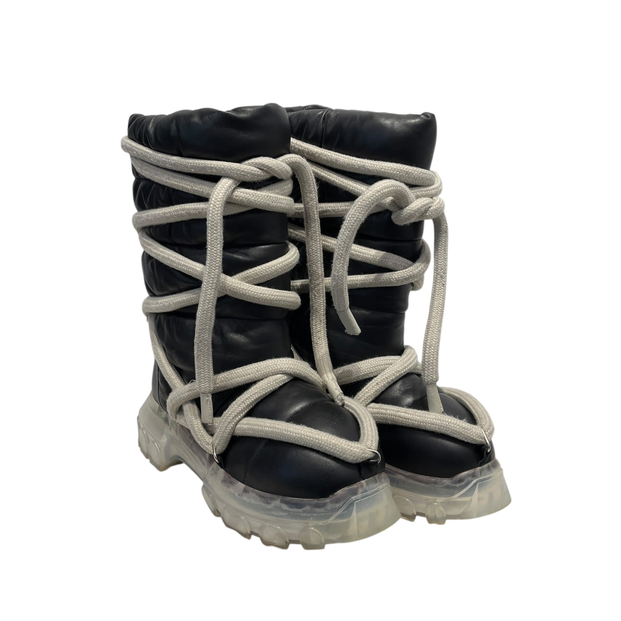 Rick Owens/Lace Up Boots/US 12/Leather/BLK/Lunar Tractor boot view 1