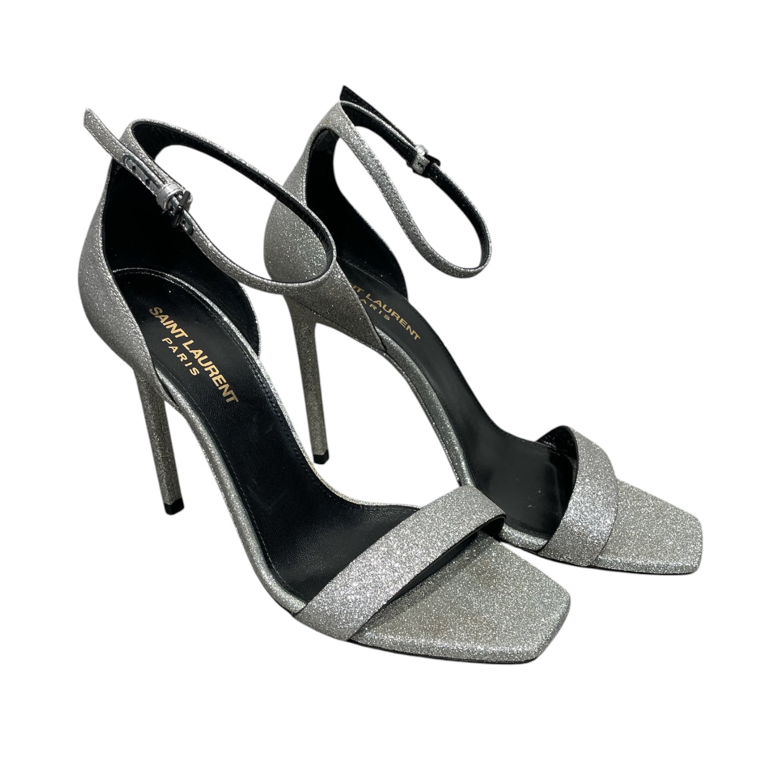 YVES SAINT LAURENT/Heels/EU 38.5/Glitter/Leather/SLV/Glitter Heel view 1