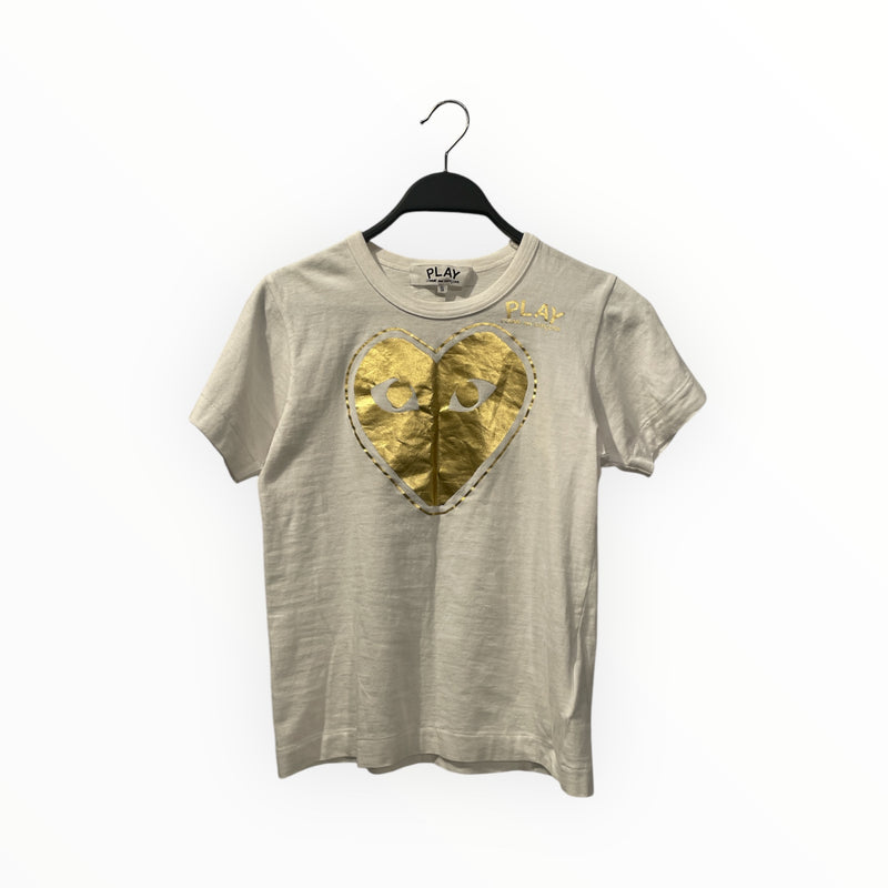 PLAY COMME des GARCONS/T-Shirt/S/White/Cotton/Graphic/AZ-T131