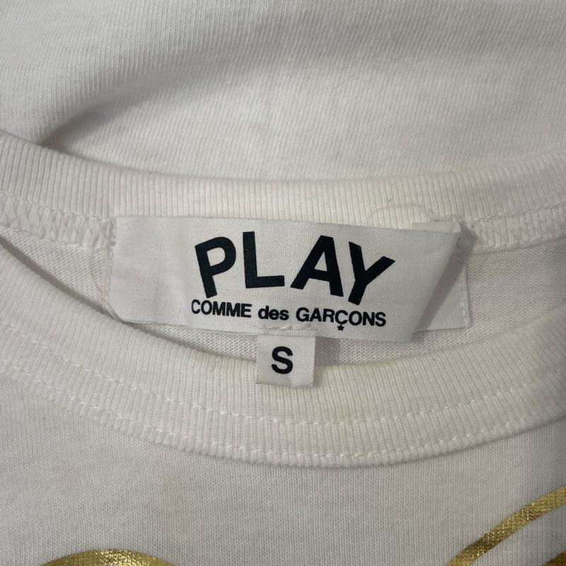 PLAY COMME des GARCONS/T-Shirt/S/White/Cotton/Graphic/AZ-T131