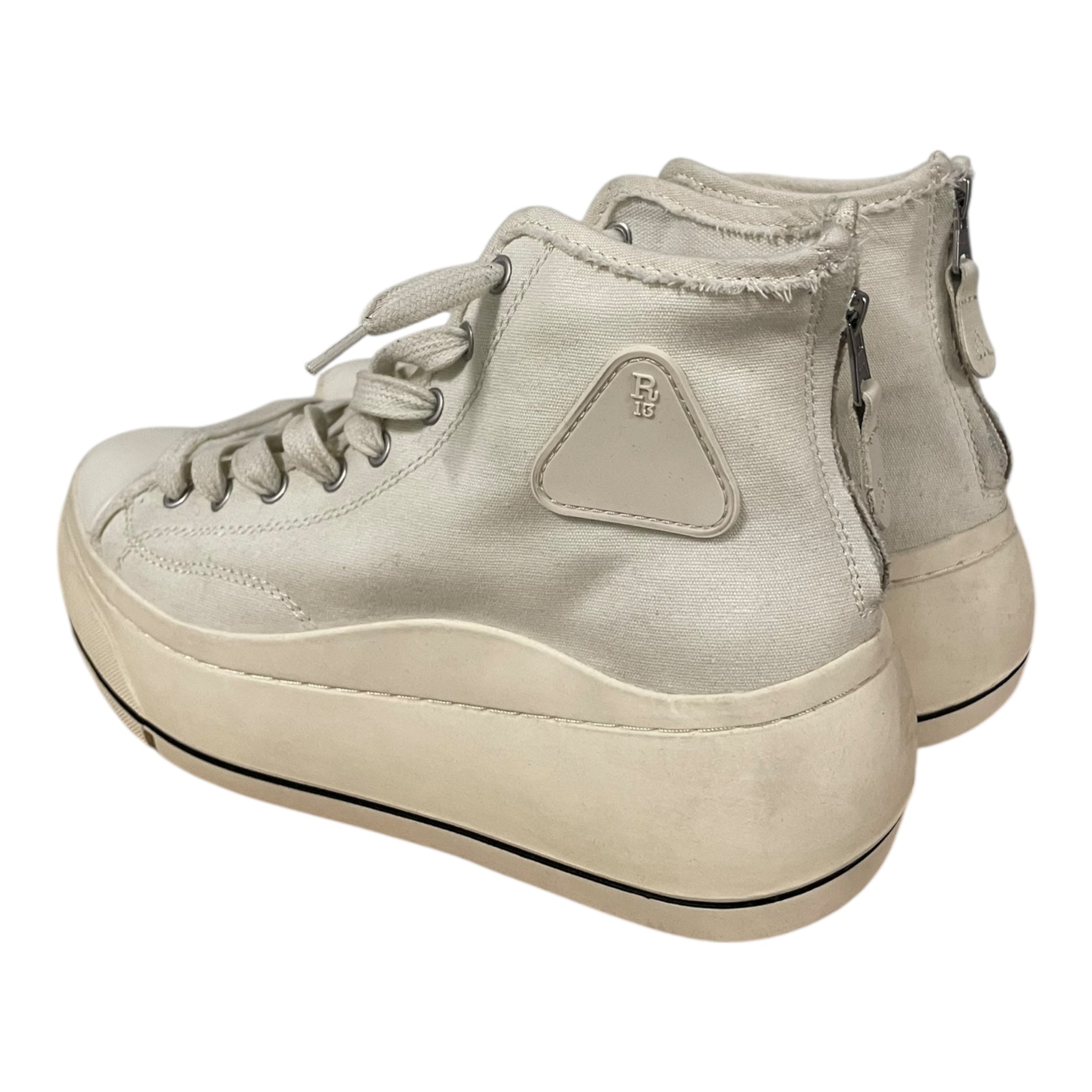 R13/Hi-Sneakers/US 9/Cotton/WHT/BACK ZIP | ALL WHITE view 2