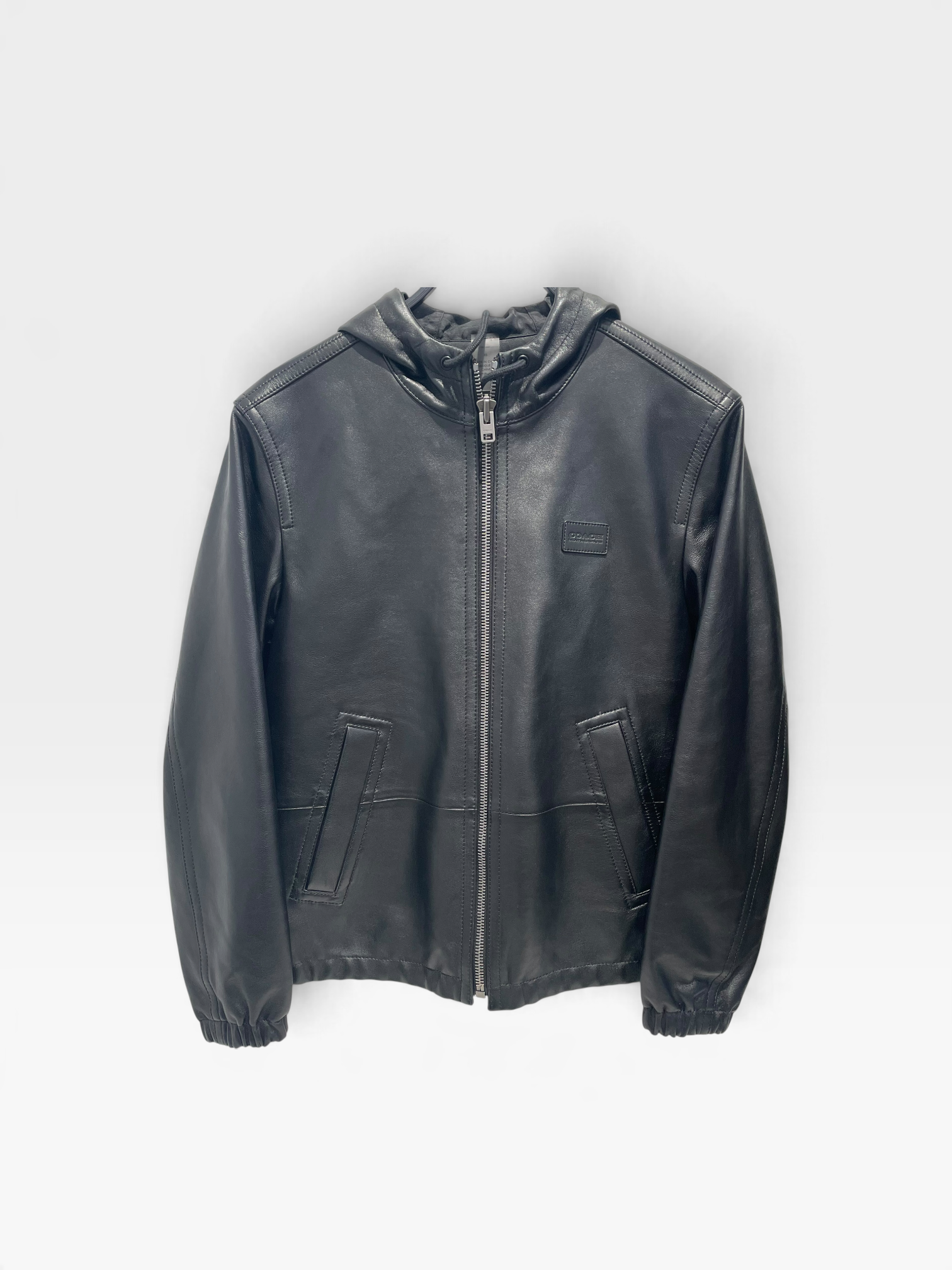 COACH/Leather Jkt/XS/Leather/BLK/Reversible Hooded Leather Jkt view 1