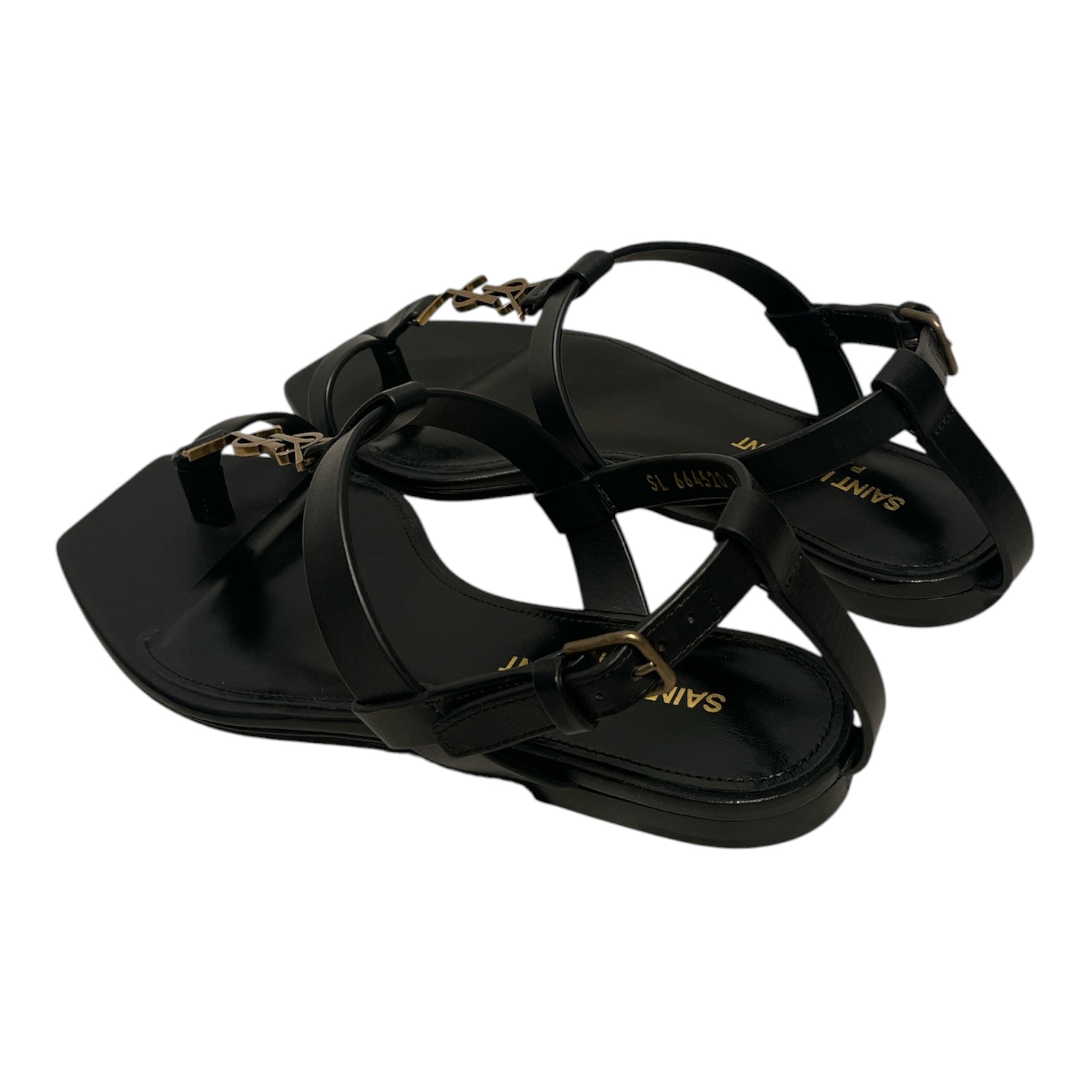 SAINT LAURENT/Sandals/EU 36/Leather/BLK/SL 664520 36 Cassandra 05 Flat view 2