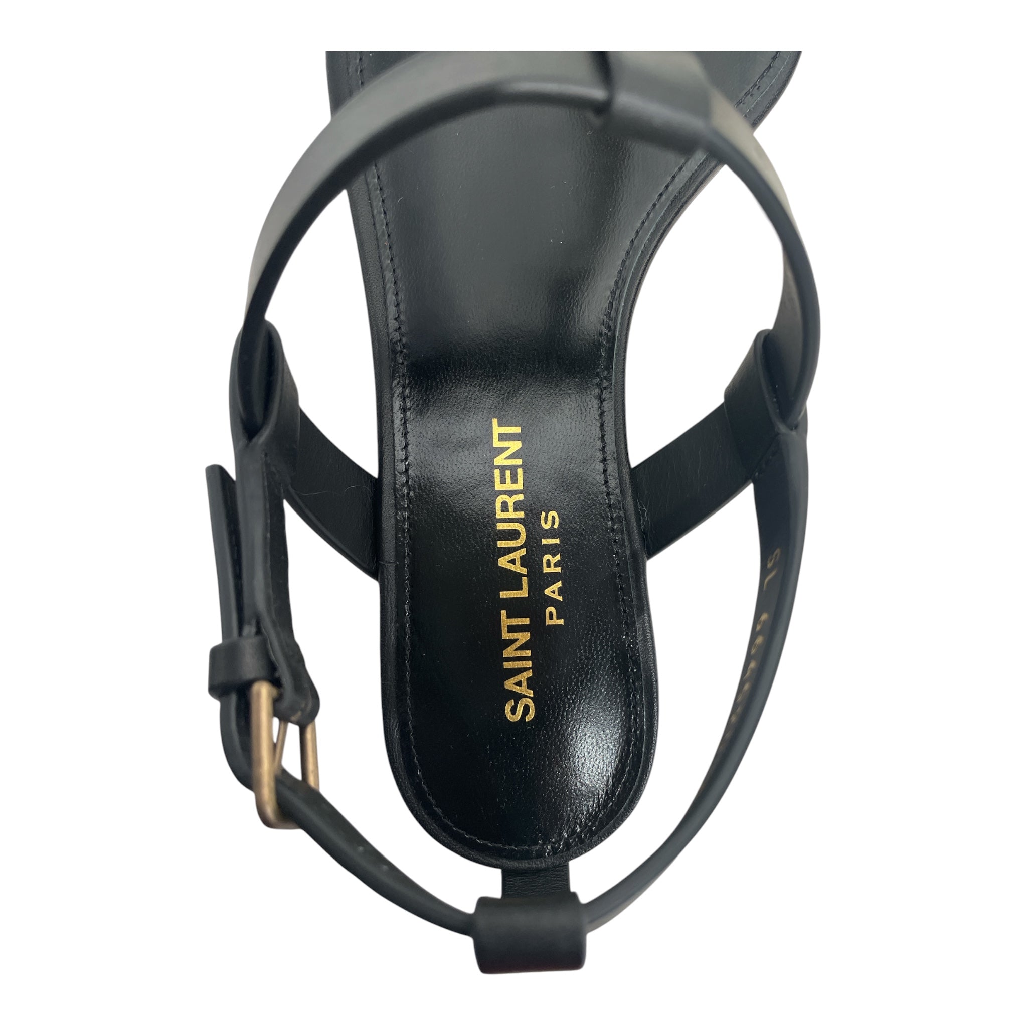 SAINT LAURENT/Sandals/EU 36/Leather/BLK/SL 664520 36 Cassandra 05 Flat view 3