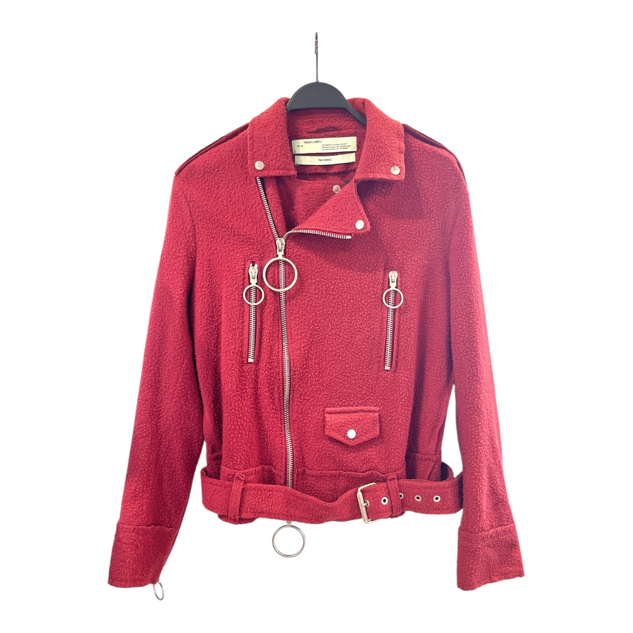OFF-WHITE/Riders Jkt (S)/M/Cotton/RED/BIG CIRCLE HARDWEAR view 1