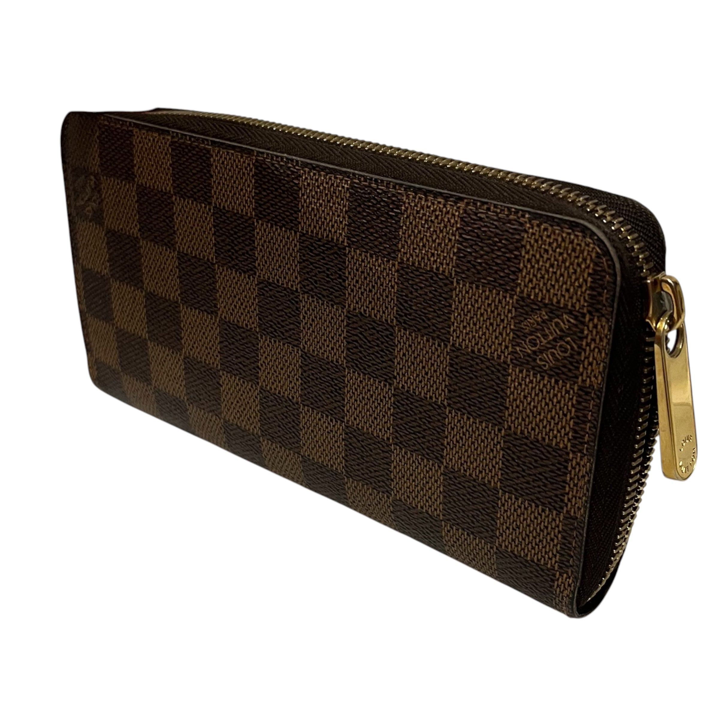 LOUIS VUITTON/Long Wallet/Glen Check/Leather/BRW/L's/damier long zippy view 1