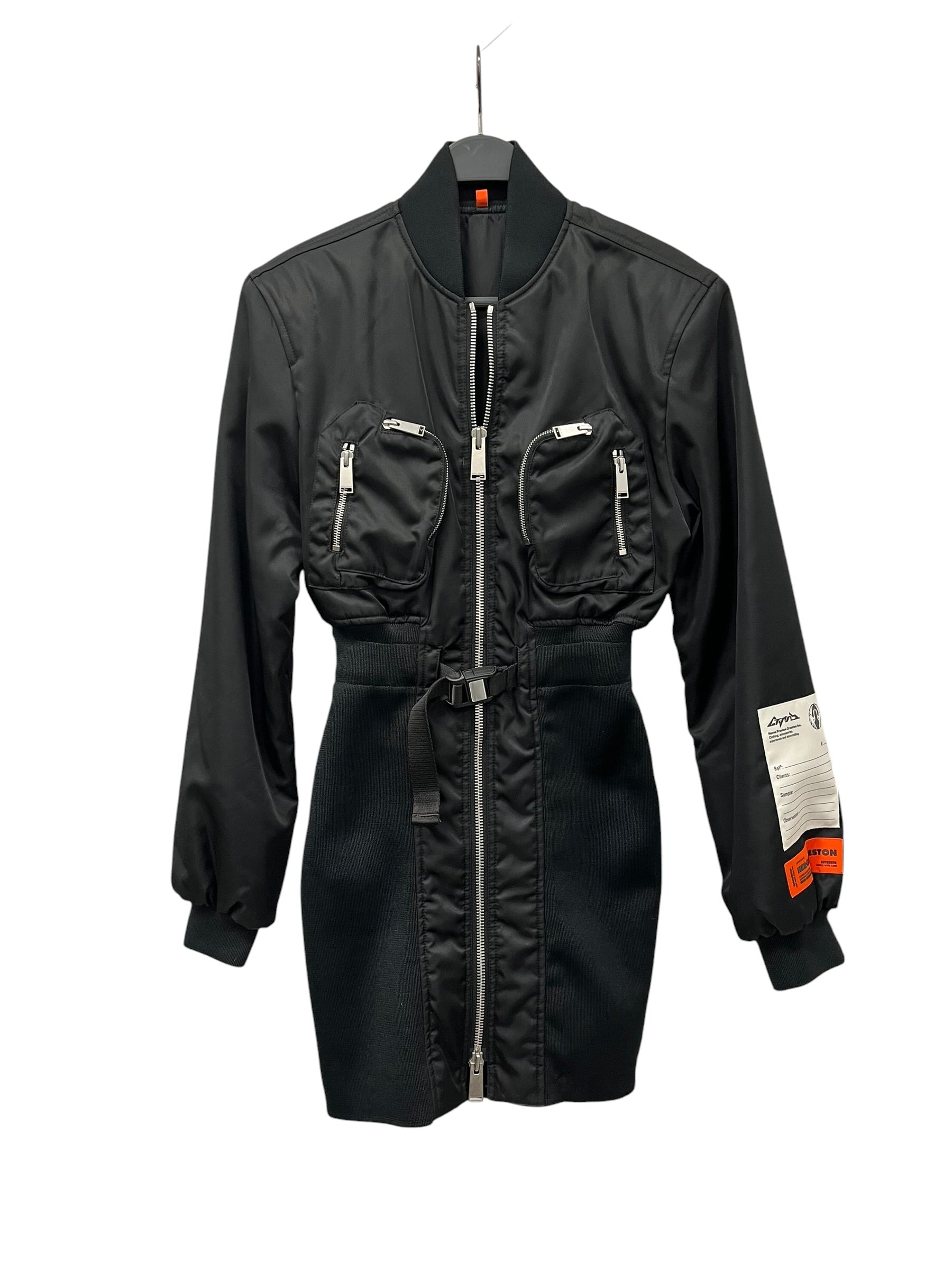 HERON PRESTON/Dress/XS/Nylon/BLK/BOMBER JACKET DRESS HYBRID view 1