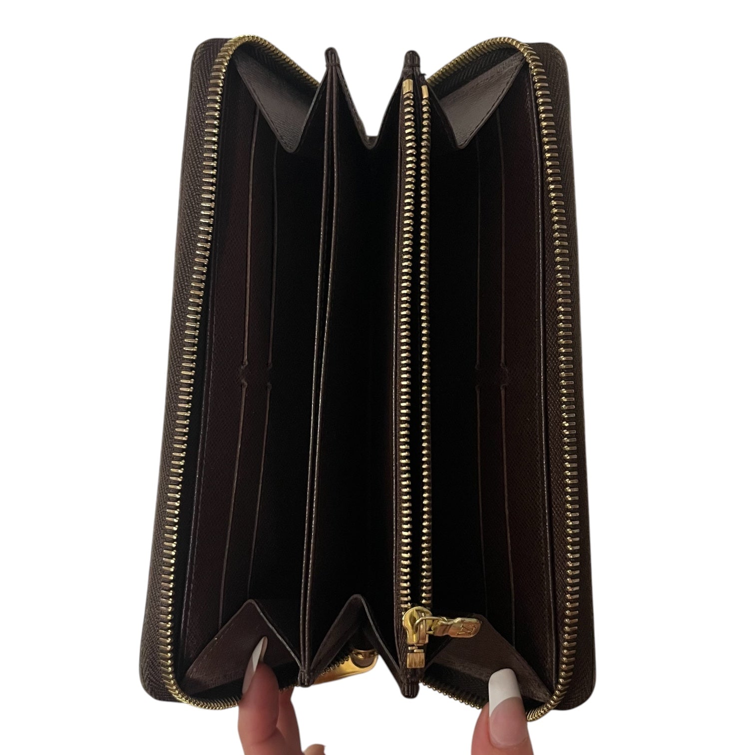 LOUIS VUITTON/Long Wallet/Glen Check/Leather/BRW/L's/damier long zippy view 2