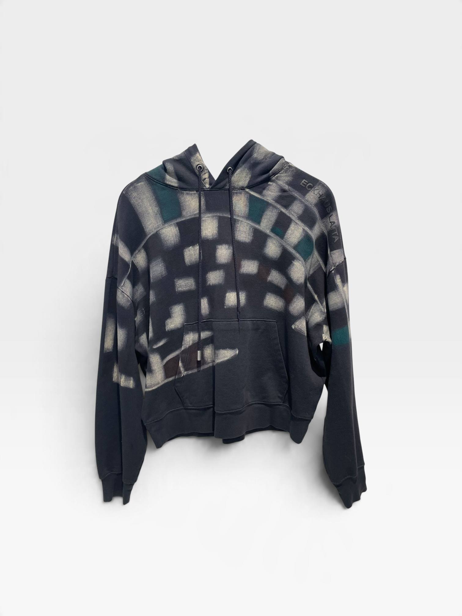 ECKHAUS LATTA/Hoodie/M/All Over Print/Cotton/BLK/Fade plaid allover print view 1