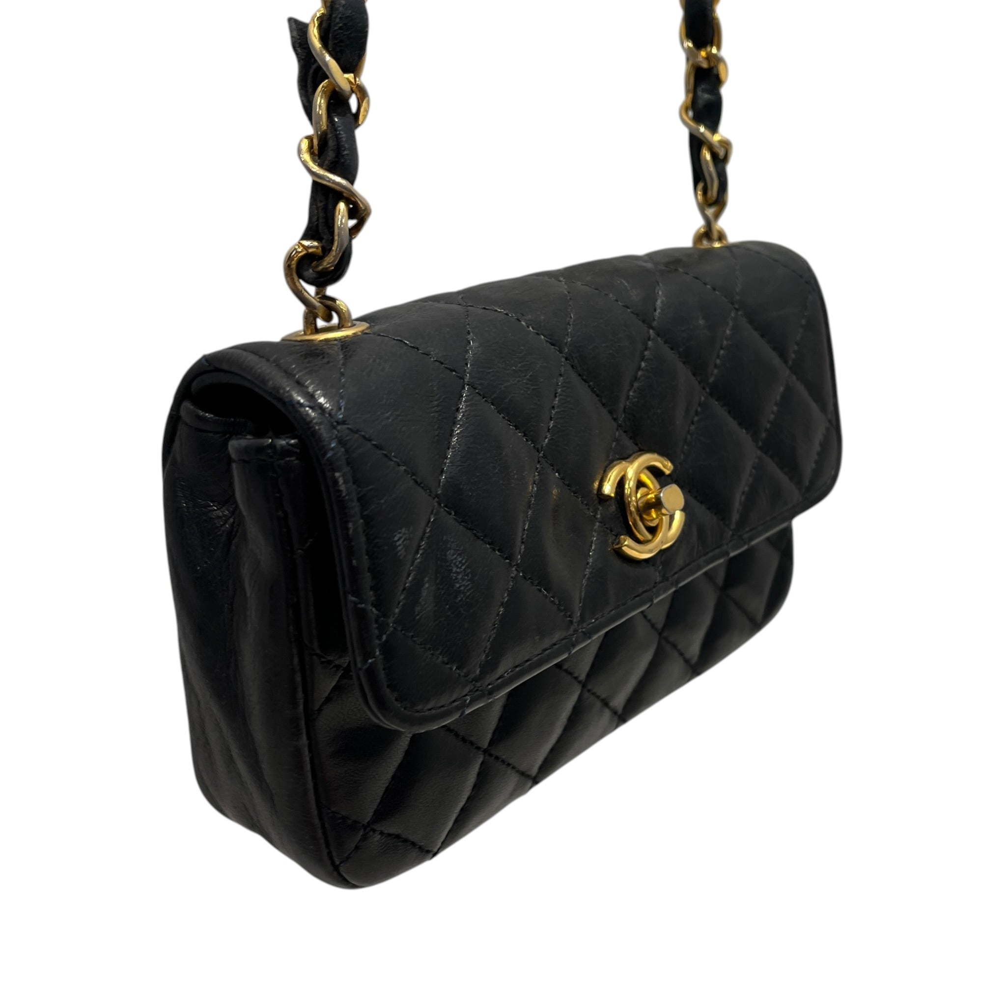 CHANEL/Cross Body Bag/Leather/BLK/QUILTED DYNASTY - COND. INSIDE view 7