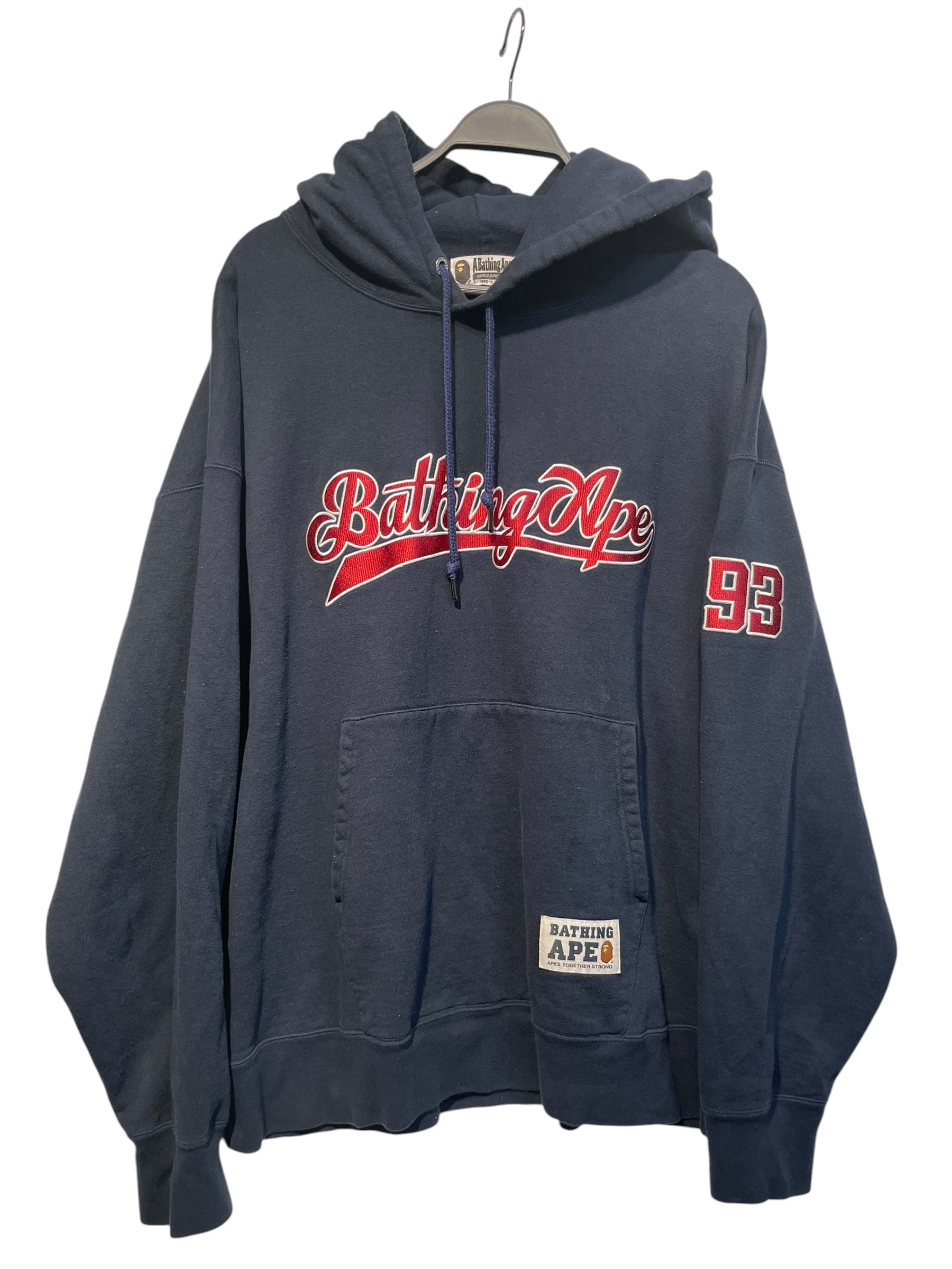 A BATHING APE/Hoodie/XXL/Cotton/NVY/Baseball logo, navy w red log view 1